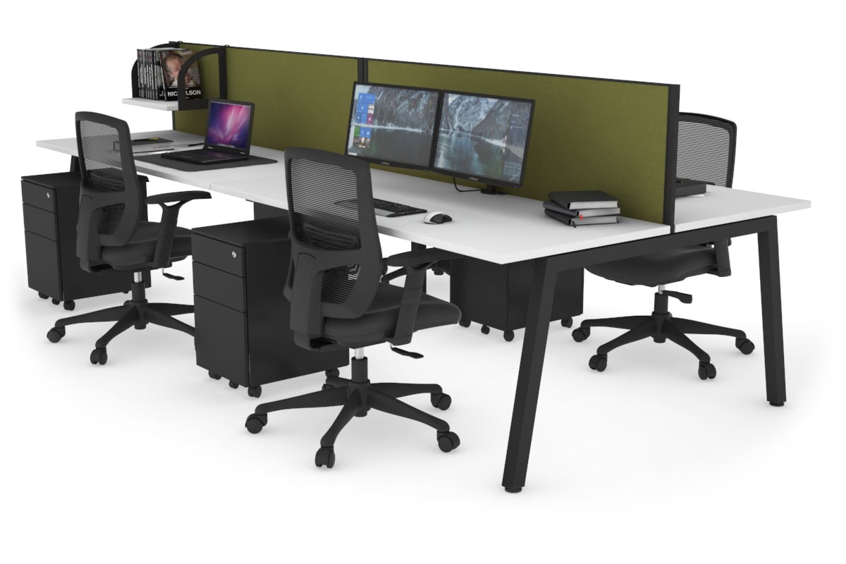 Quadro 4-Person Office Workstation Desk - 1200L x 700W Dimensions - Perfect for Team Collaboration, Open Office Spaces & Coworking Environments