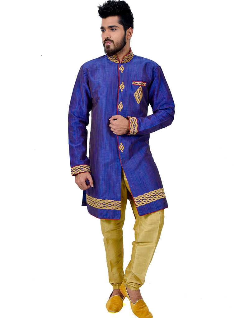 Blue Indo-Western Ghiccha Silk Chudidaar - Elegant Traditional Outfit for Women | Perfect for Weddings, Festivals & Special Occasions
