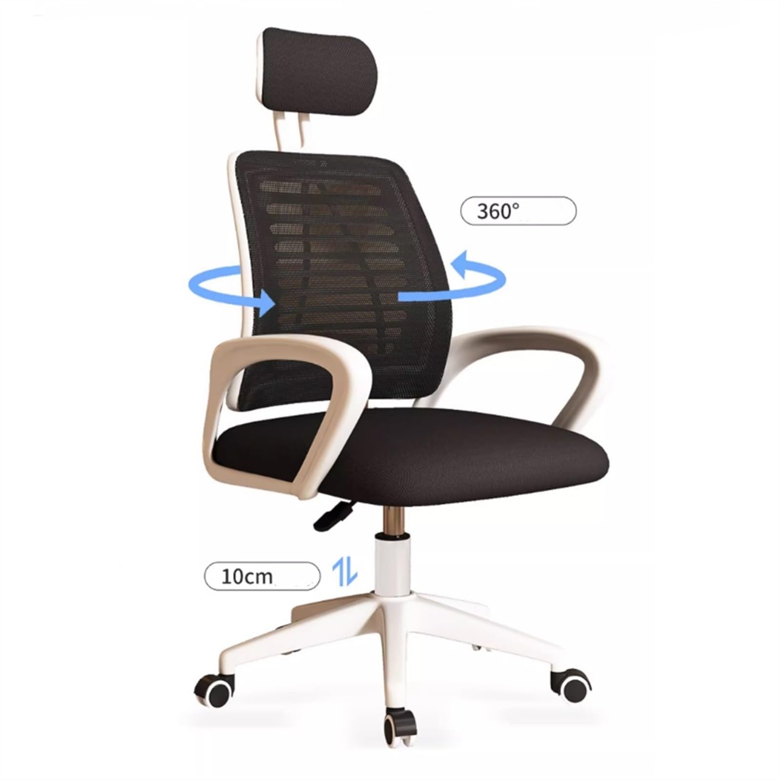 Ergonomic Office Chair with Adjustable Headrest & Lumbar Support - High Back Mesh Desk Chair for Home Office, Gaming & Work - Comfortable Breathable Computer Chair (Gray) - Perfect for Long Work Hours, Online Meetings & PC Gaming Sessions