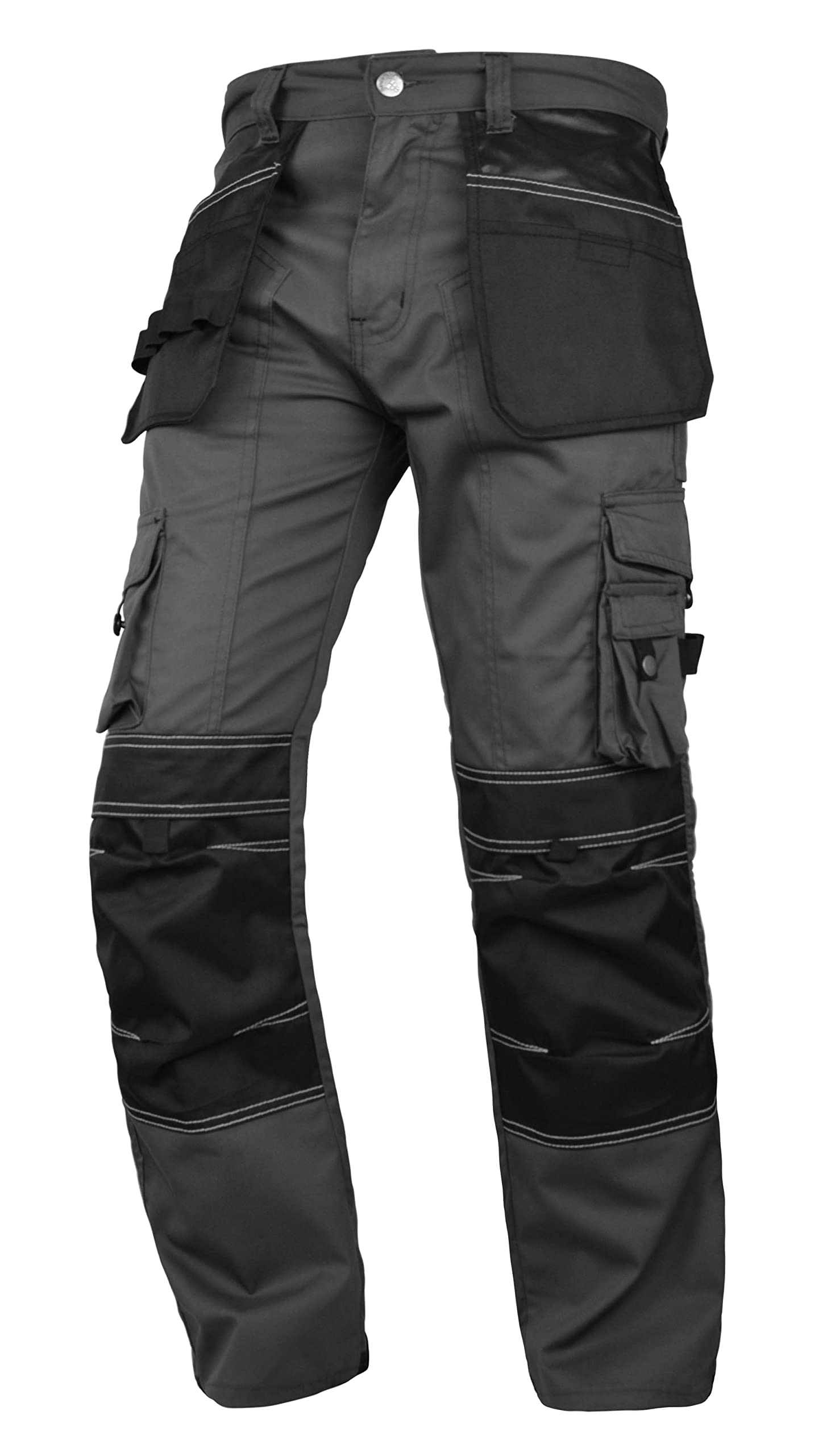 **Fashion FF Men's Cordura Work Pants - Tactical Utility Pants with Reinforced Knees & Tool Pockets - Heavy Duty Carpenter Safety Trousers for Construction, Hiking & Outdoor Work**