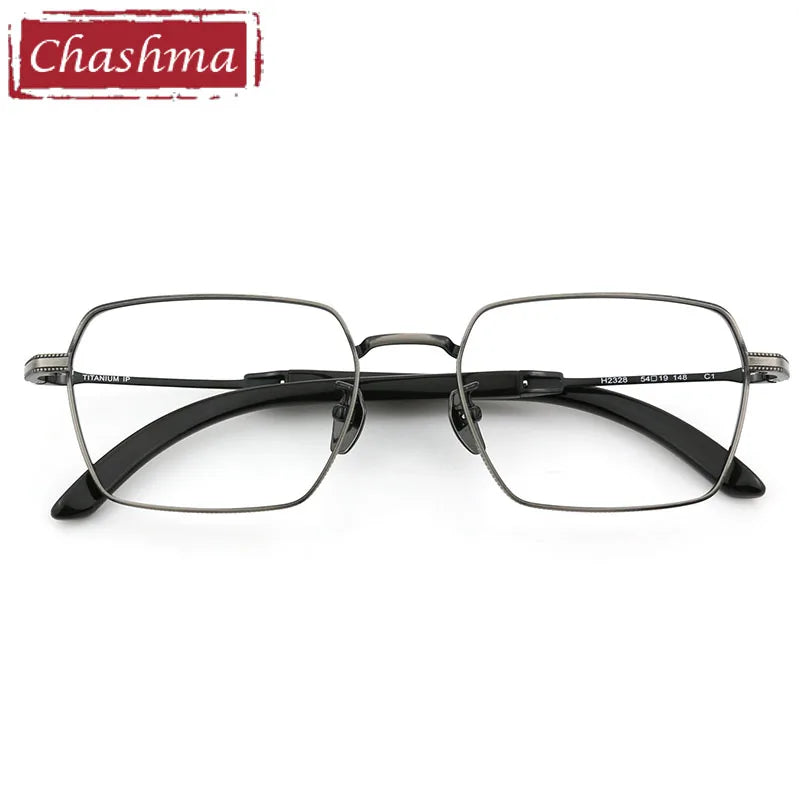 Stylish Men's Full Rim Square Titanium Eyeglasses Frame 2328 with Horn Temples - Lightweight Durable Glasses for Work, Reading & Fashion