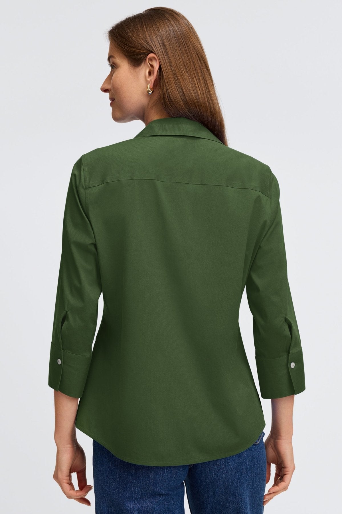 Mary No Iron Stretch 3/4 Sleeve Shirt - Wrinkle-Free Comfort Blouse for Women - Perfect for Office, Travel & Casual Wear
