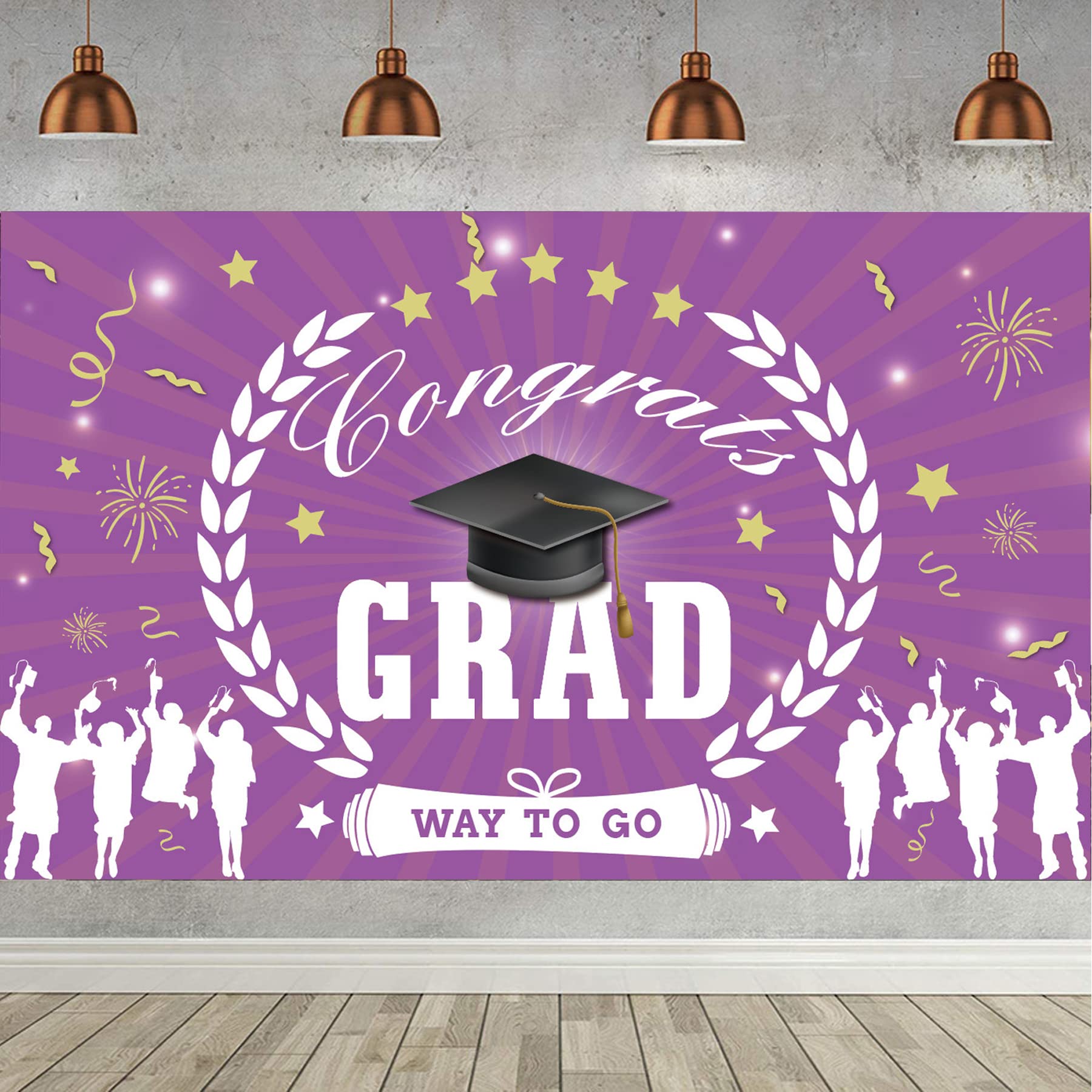 Purple Graduation Backdrop Banner - Premium Photo Background for Graduation Decorations, Party Supplies & Photo Booth - Perfect for Graduation Ceremonies, Parties & Celebrations