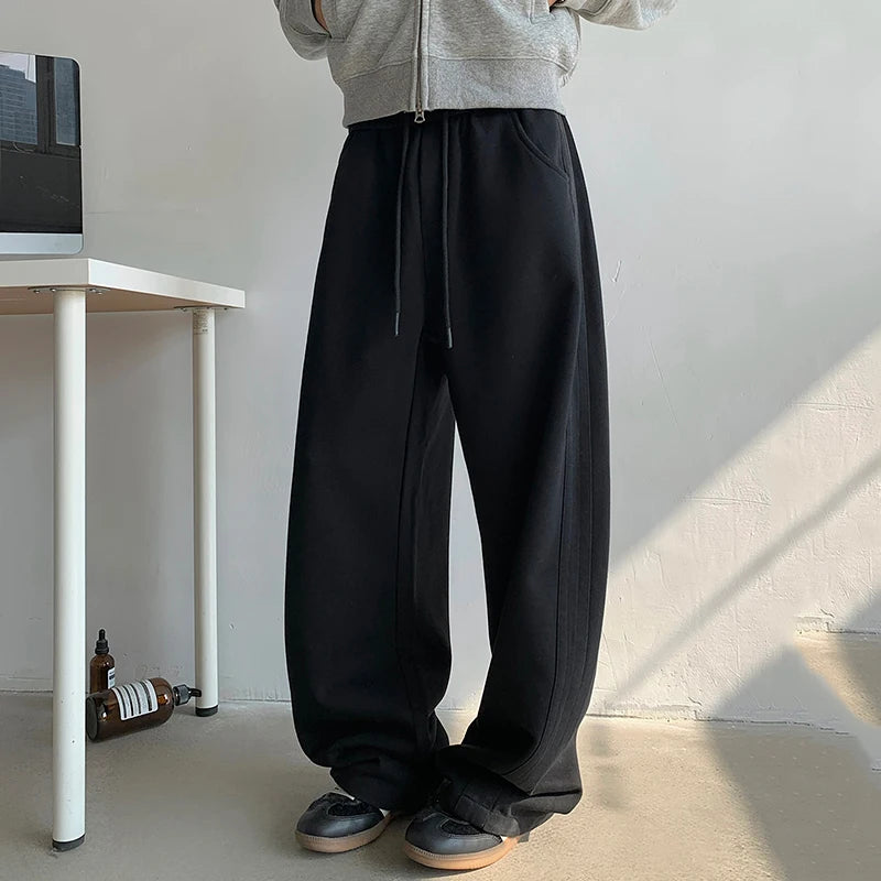 American Tie Dye Fleece Men's Casual Pants - 3D Side Webbing Drawstring Straight Wide Leg Trousers (Style 9C8930) | Comfortable Lounge Wear for Home, Yoga & Street Fashion