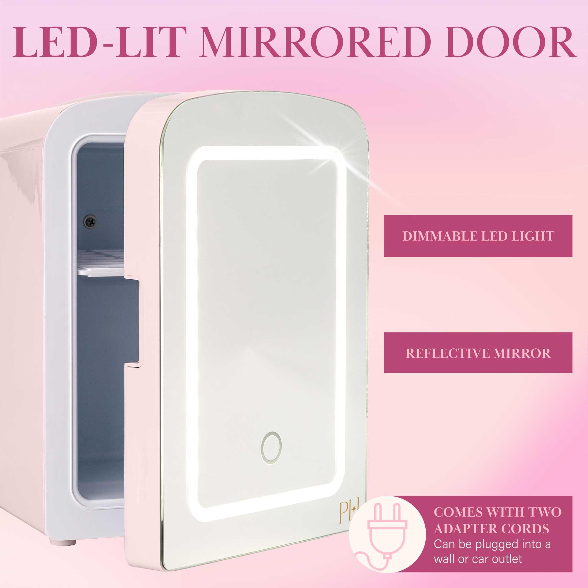 Paris Hilton Mini Beauty Fridge - 4L Pink Cosmetic Cooler with LED Mirror for Skincare Storage at Home