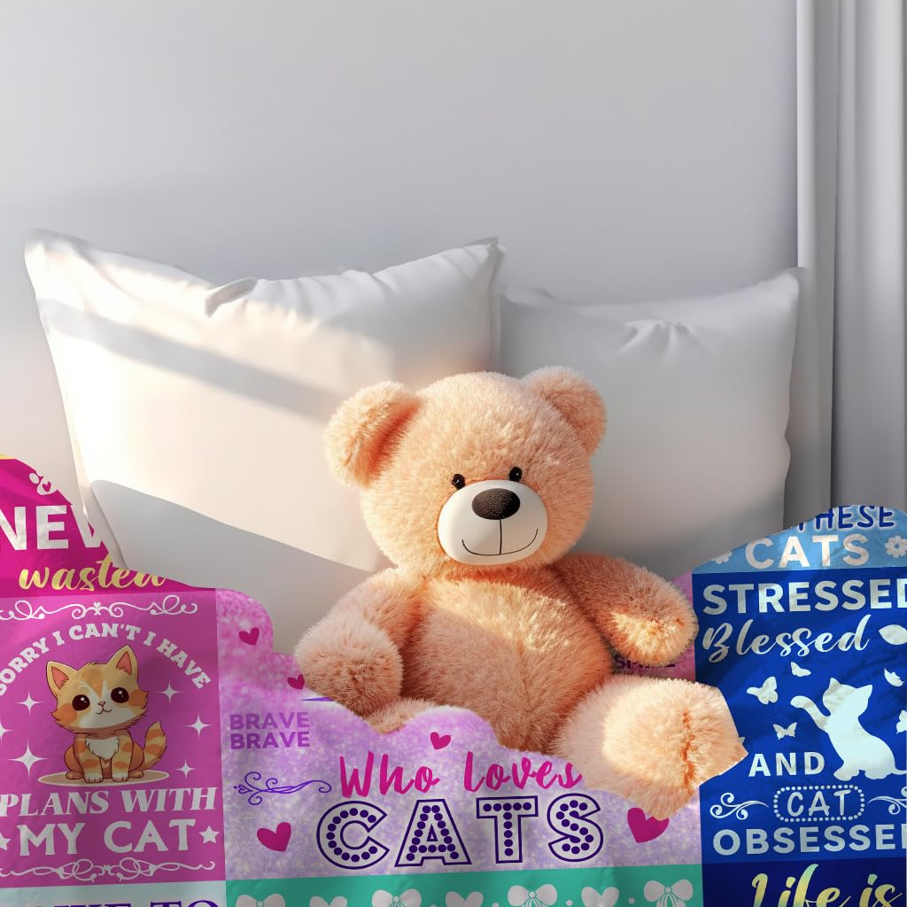 Soft Antibroth Cat Blanket for Kittens - Cute Pet Throw Blanket for Cat Lovers, Perfect Gift for Cat Owners & Cat Ladies (50