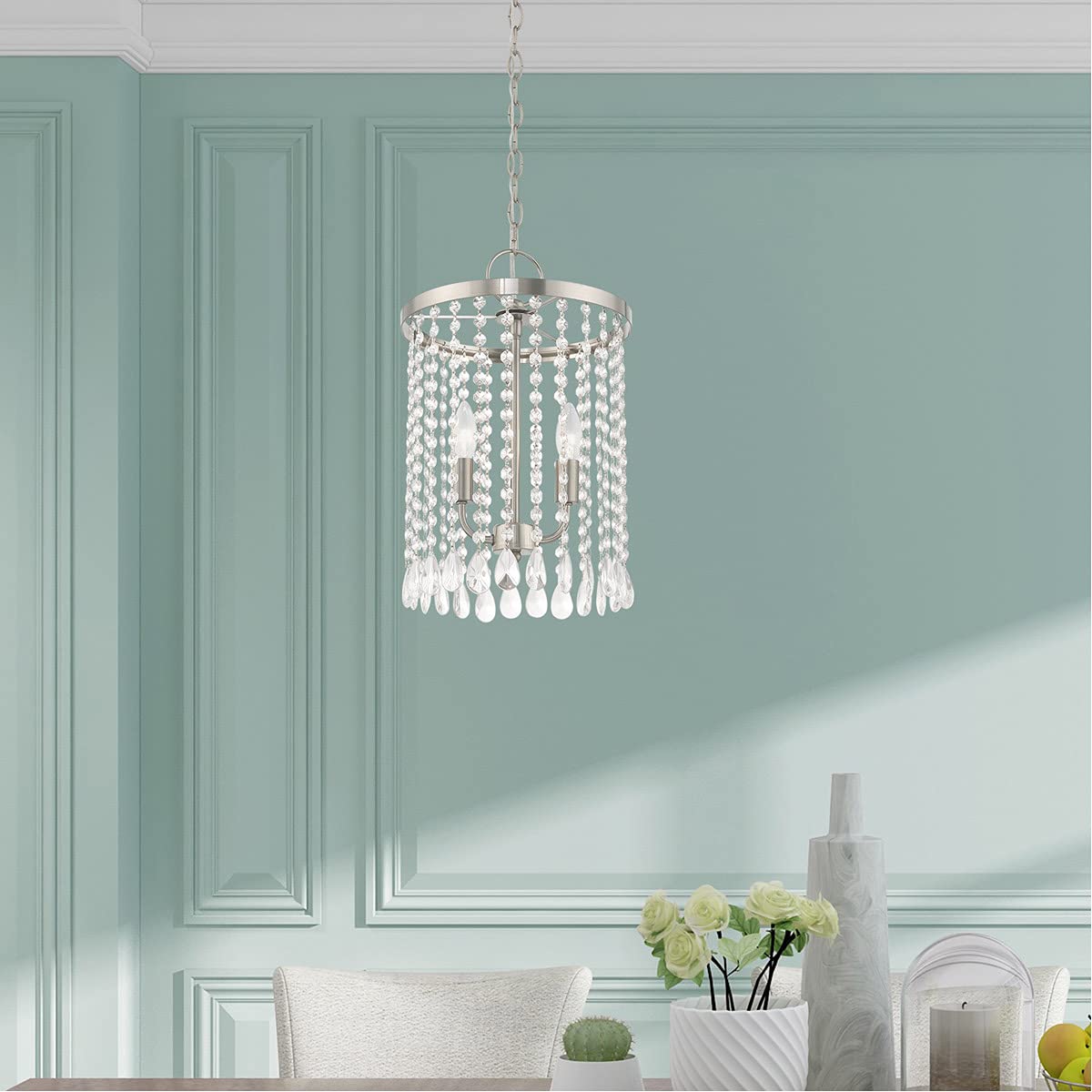 Livex Lighting 1063-91 Neptune 3-Light Bathroom Vanity Light Fixture, Brushed Nickel Finish - Perfect for Bathroom, Powder Room & Spa Decor