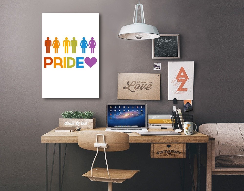 Lantern Press Gay Pride Couples Art - 16x24 Wrapped Canvas Wall Decor for LGBTQ+ Home & Office - Perfect for Bedroom, Living Room & Pride Month Celebrations