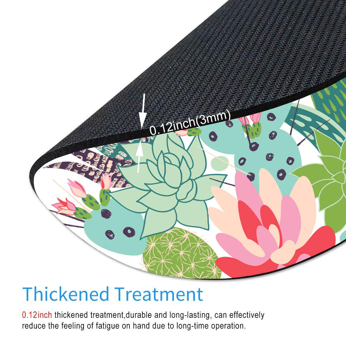 Custom Nature Series Floral & Succulent Mouse Pad - Round Non-Slip Desk Mat with Artistic Cactus Design for Office, Gaming & Home Workspace