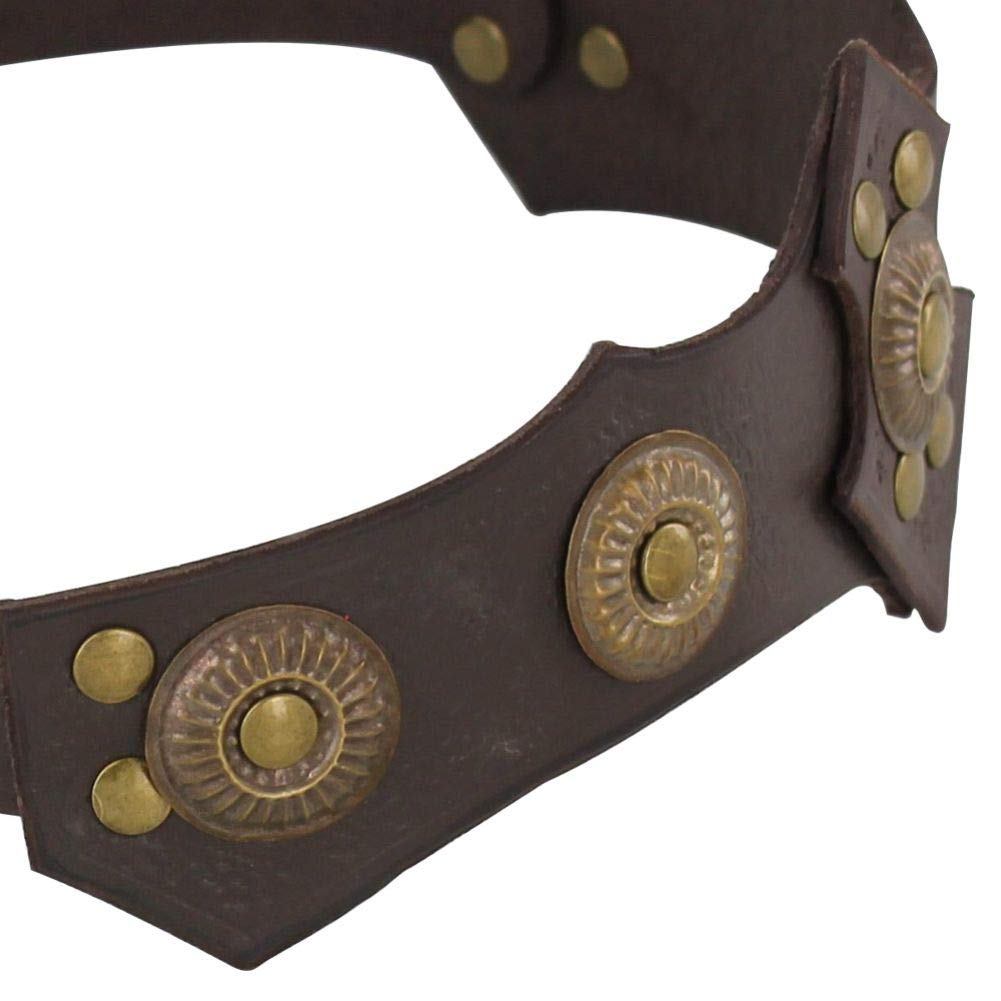 Warrior Queen Ornate Midnight Leather Headband - Medieval Fantasy Costume Accessory for Cosplay, LARP & Renaissance Fairs