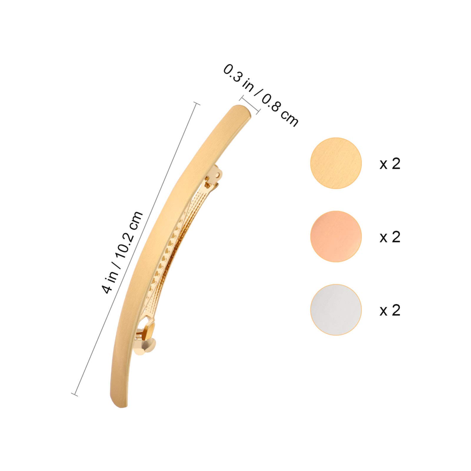 Beaupretty 6-Piece Gold Metal Hair Barrettes for Women - Thin French Hair Clips, Ponytail Holders for Everyday Styling & Special Occasions