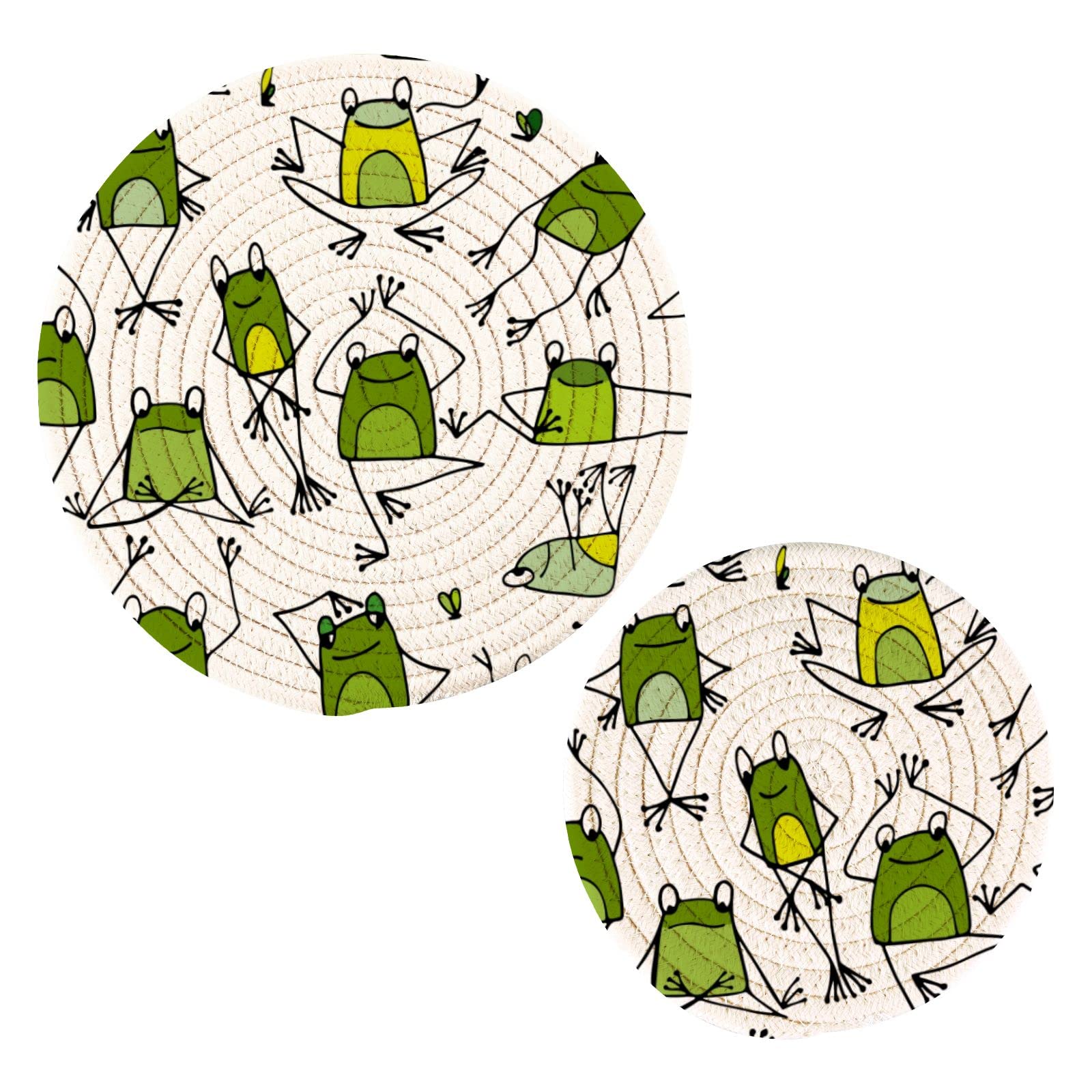 2PCS Heat Resistant Frog Pot Holders & Trivets Set - Cute Kitchen Potholders for Hot Pans, Bowls & Teapots - Thread Weave Coasters for Cooking, Baking & Home Decor - Perfect for Summer BBQs & Picnics