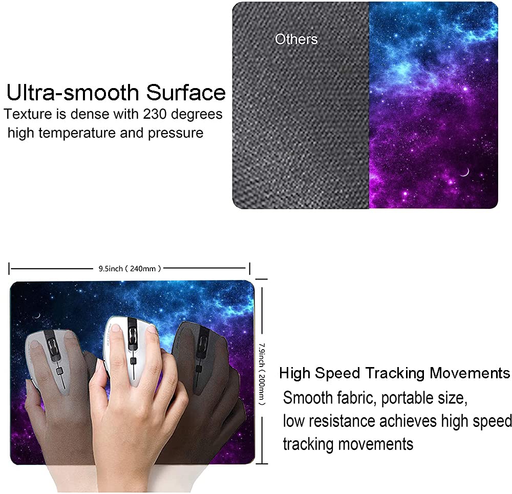 Premium Galaxy Mouse Pad - Custom Cosmic Nebula Design, Non-Slip Rubber Base, Waterproof Office Desk Mat for Laptop & PC, 9.5