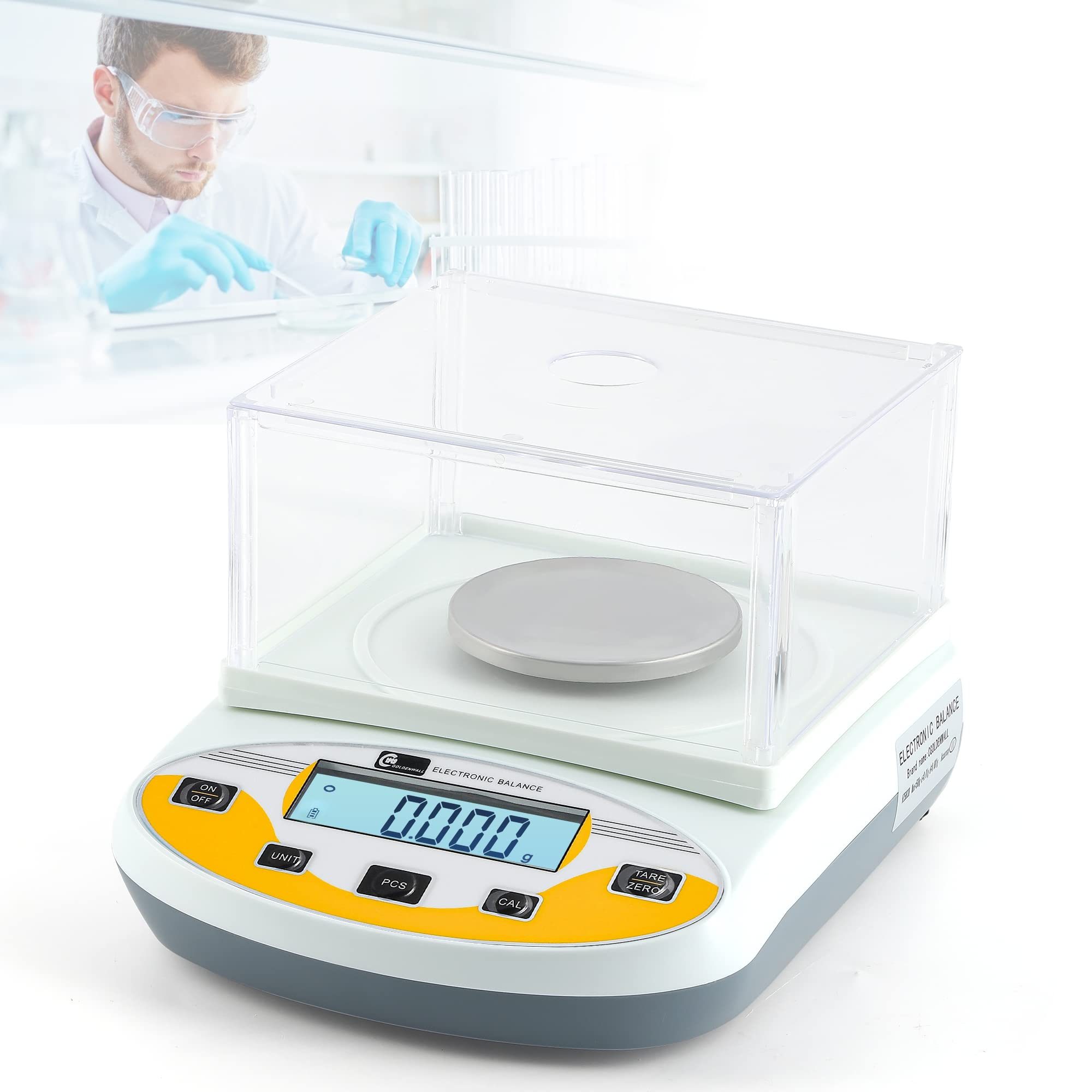CGOLDENWALL 100g x 0.001g Precision Digital Analytical Balance - Laboratory Jewelry Weighing Scale with 1mg Accuracy, Calibrated for Scientific Use (110V) - Perfect for Gold Weighing, Lab Measurements & Small Parts Counting