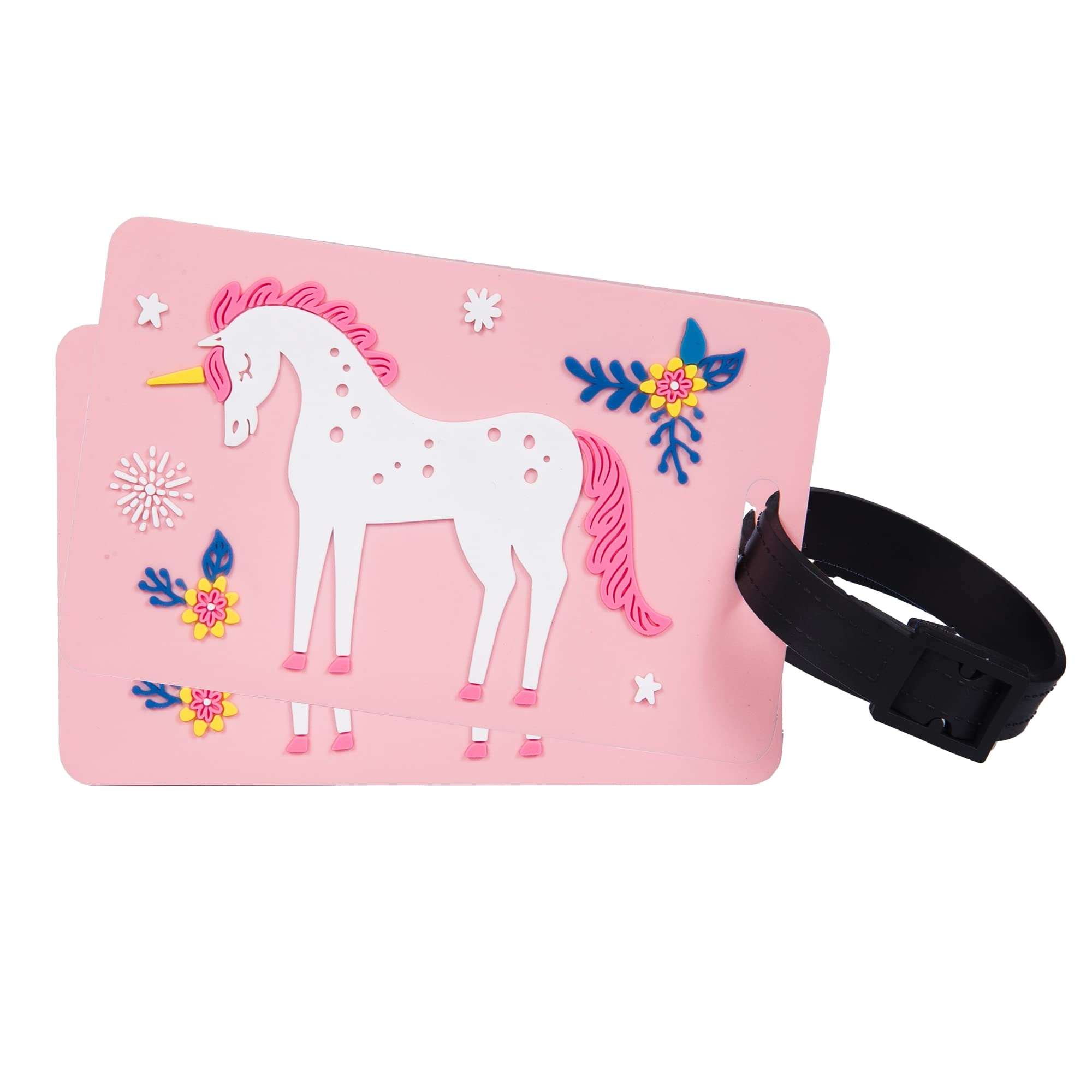 Wildkin Kids Luggage Tags for Boys and Girls - 2 Pack Matching Bag Tags with Removable ID Card, Durable Travel Accessories for Suitcases, Backpacks & Duffle Bags (Magical Unicorns Design) - Perfect for Family Vacations, School Trips & Sleepovers