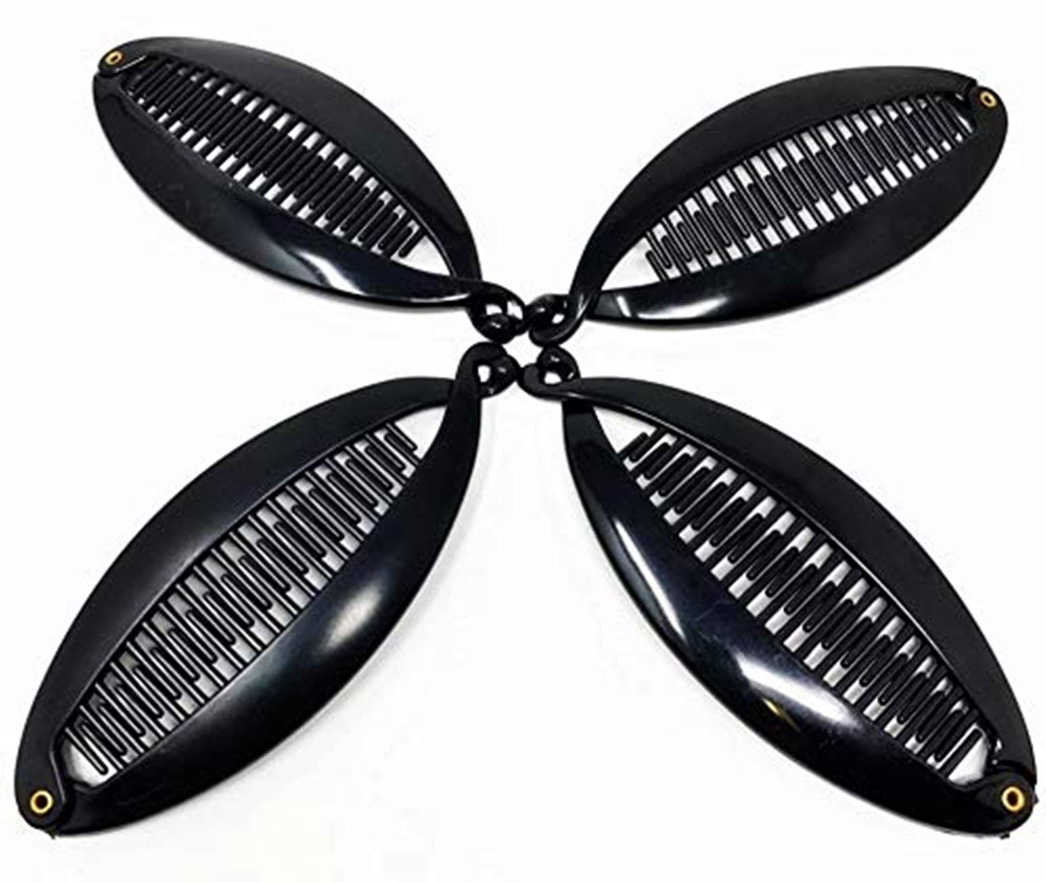 Fish Shape Banana Hair Clips - 4 Pack Black Hair Clips for Women & Girls | Perfect for School, Work, Parties & Everyday Hairstyles