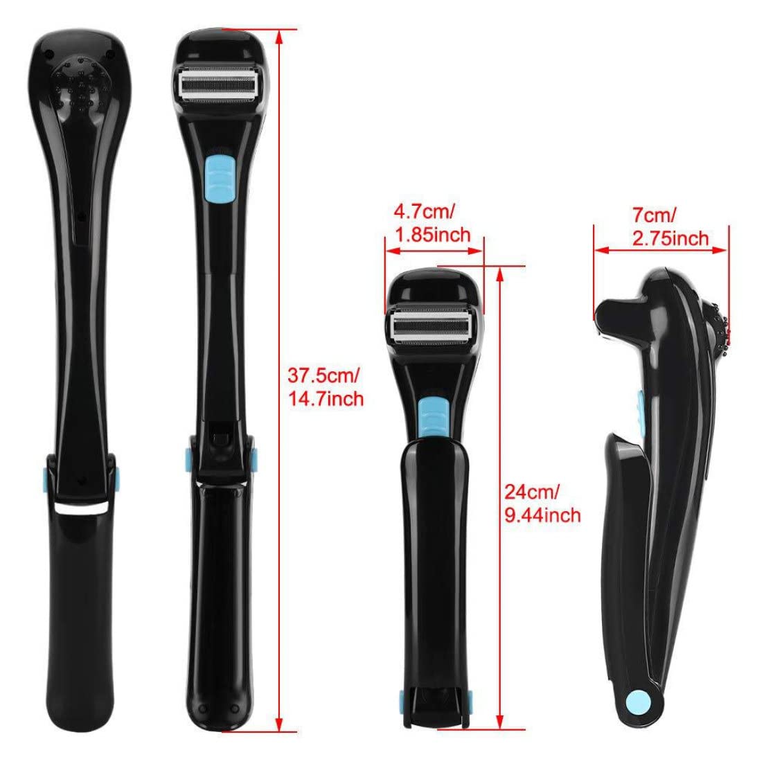 Electric Back Shaver for Men - Foldable Body Groomer with Long Handle, Painless Hair Trimmer & Remover for Back, Chest & Body | Perfect for Showering, Travel & At-Home Grooming