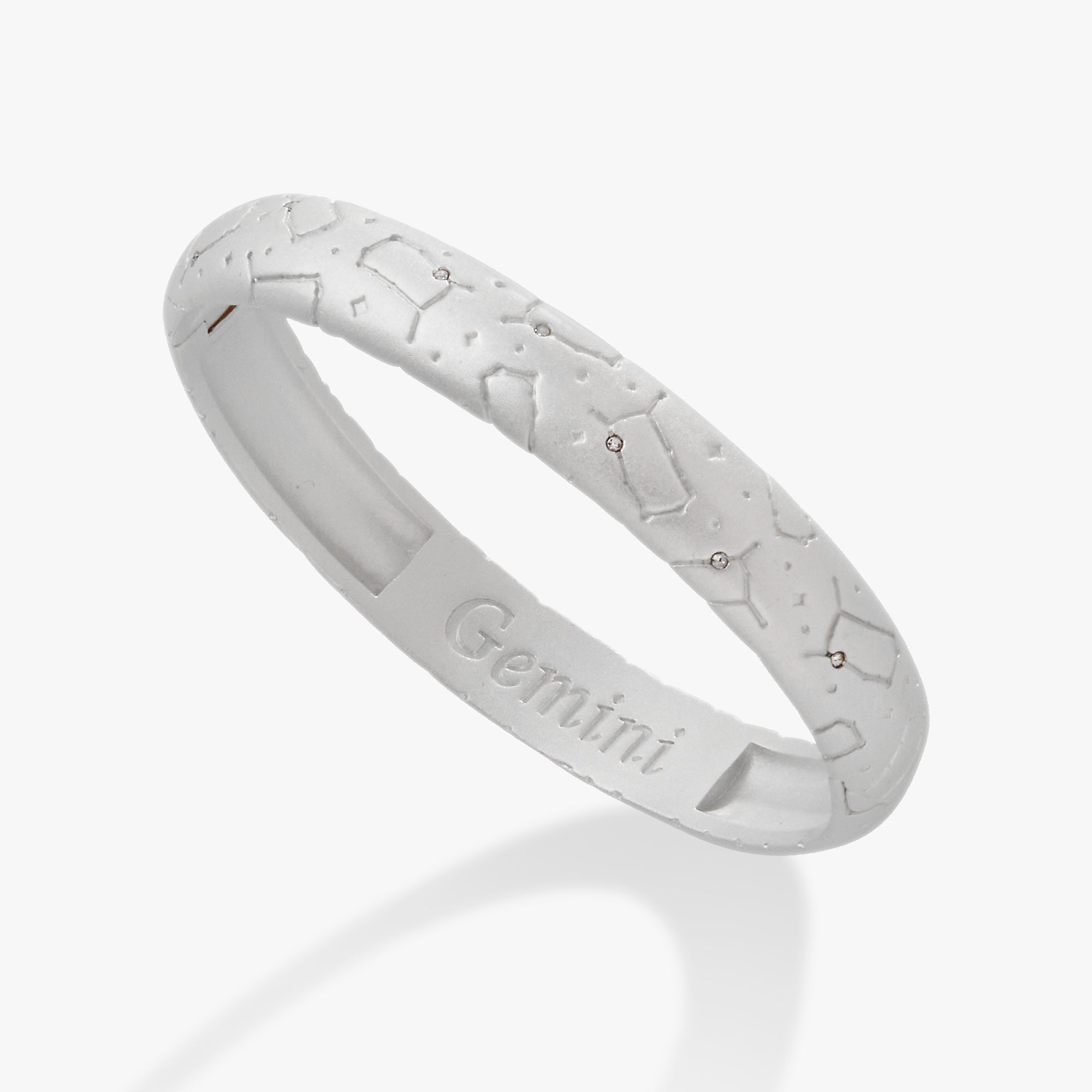 Gemini Zodiac Hinge Bangle Bracelet - Sterling Silver Zodiac Sign Jewelry for Women - Perfect Birthday Gift & Everyday Wear