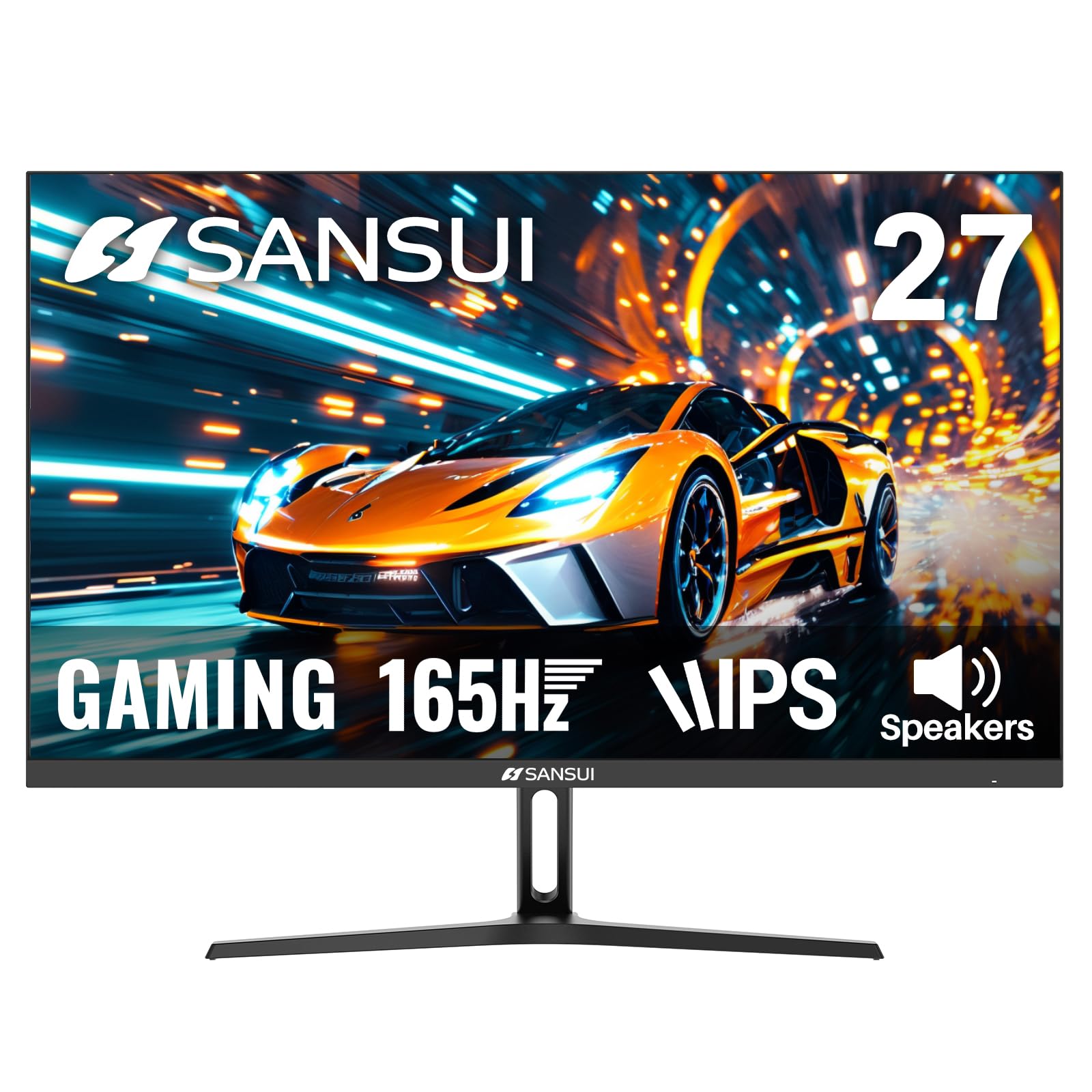 **SANSUI 27 Inch IPS Gaming Monitor - 165Hz 1ms, FHD 1080P, HDR, FreeSync, Built-in Speakers | DP1.4 & HDMI2.0 | VESA Mount for PS5, Xbox, Switch | Eye Care Technology | Perfect for Esports & Home Office (G27F2S)**