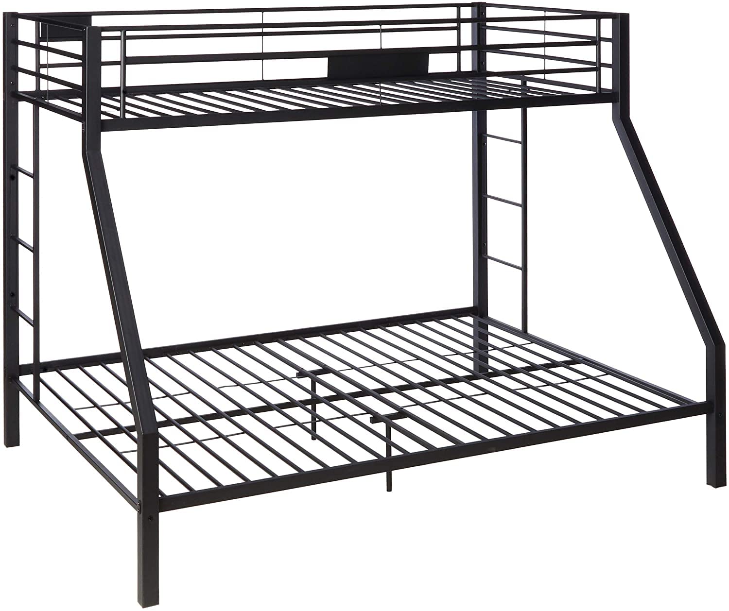 Bellemave Twin XL Over Queen Metal Bunk Bed with 2 Ladders - Space Saving Bunk Bed for Kids, Teens & Adults - Sturdy Sandy Black Frame - Perfect for Dorms, Guest Rooms & Small Spaces