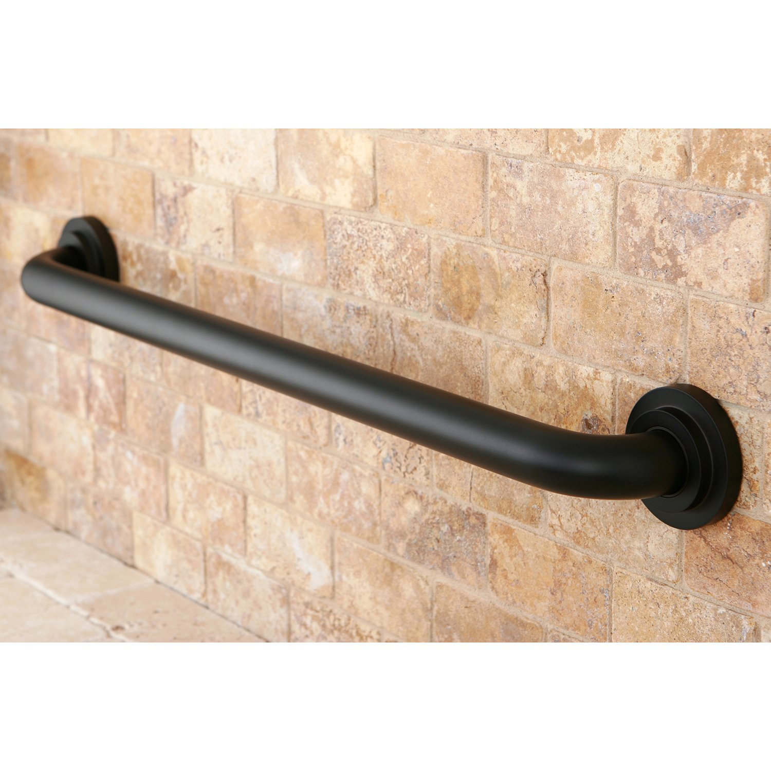 Kingston Brass DR414245 24-Inch Grab Bar - Oil Rubbed Bronze Finish, 1.25-Inch Outer Diameter, ADA Compliant Bathroom Safety Handle - Perfect for Showers, Bathtubs & Elderly Accessibility