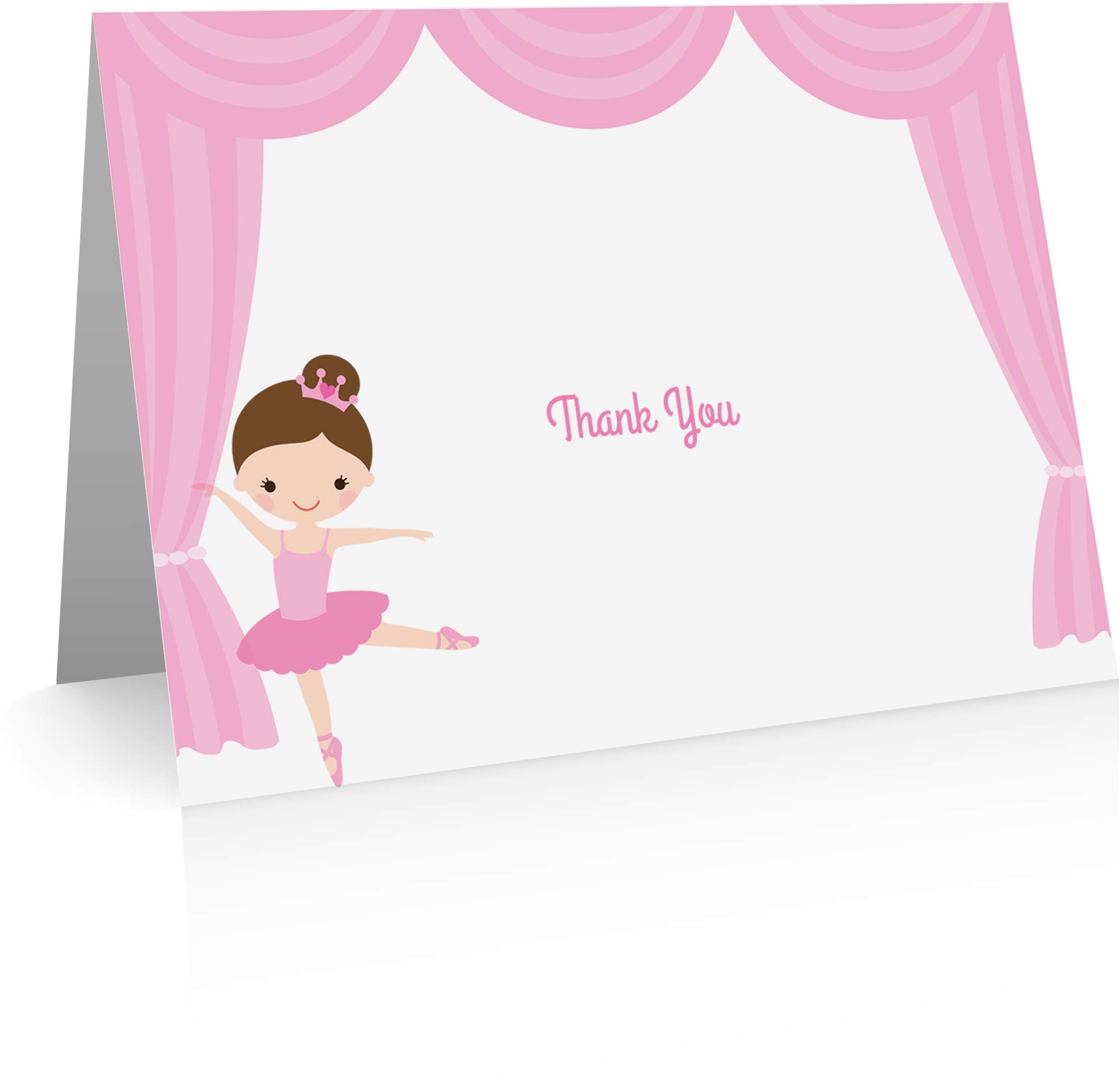 24 Elegant Ballerina Thank You Cards with Envelopes | Foldover Greeting Cards for Kids Birthday, Dance Recital & Special Occasions | Perfect for Ballet Lovers & Young Dancers