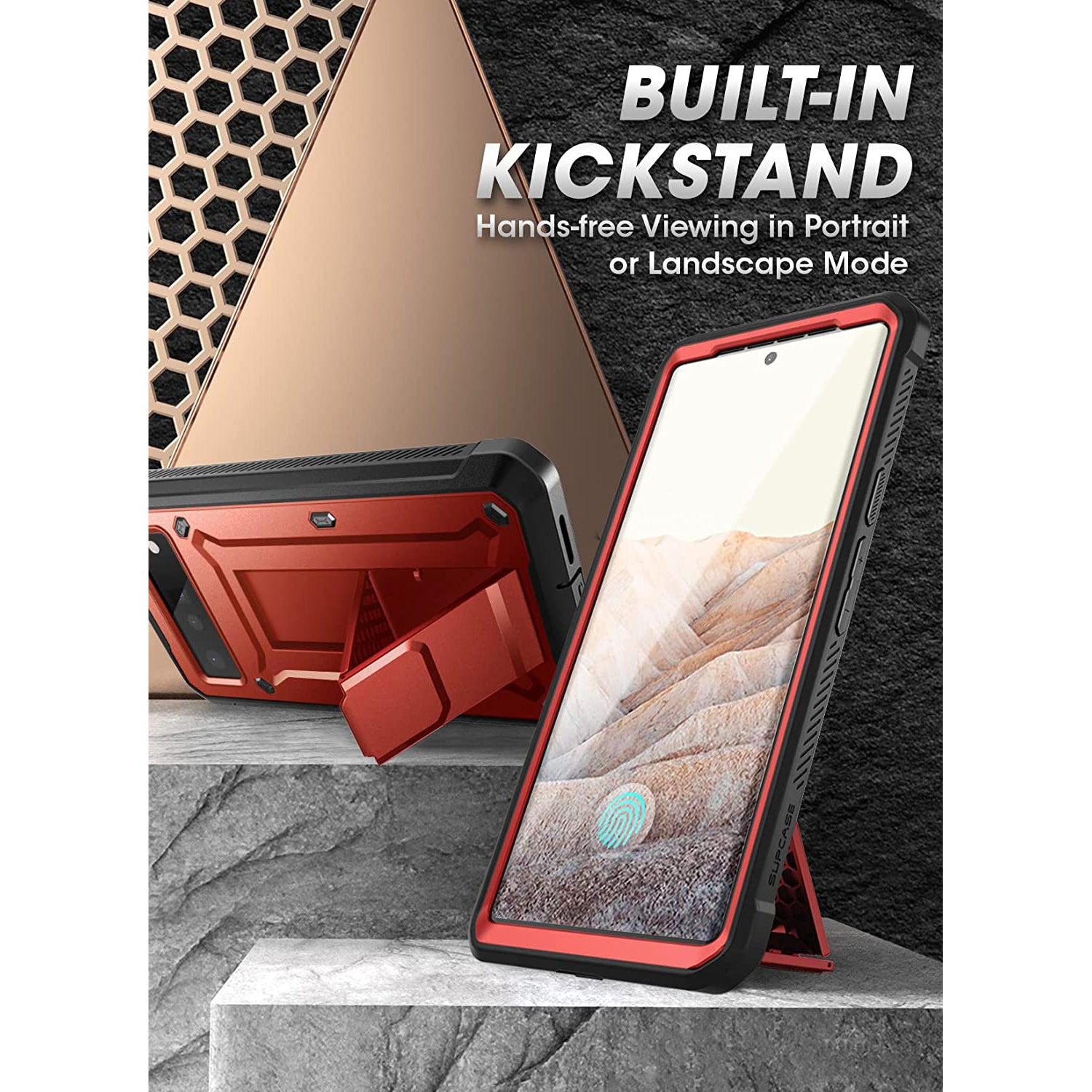 Google Pixel 6 Pro Unicorn Beetle PRO Rugged Holster Case - Shockproof & Heavy Duty Protection - Metallic Red - Perfect for Outdoor, Construction & Extreme Sports Use