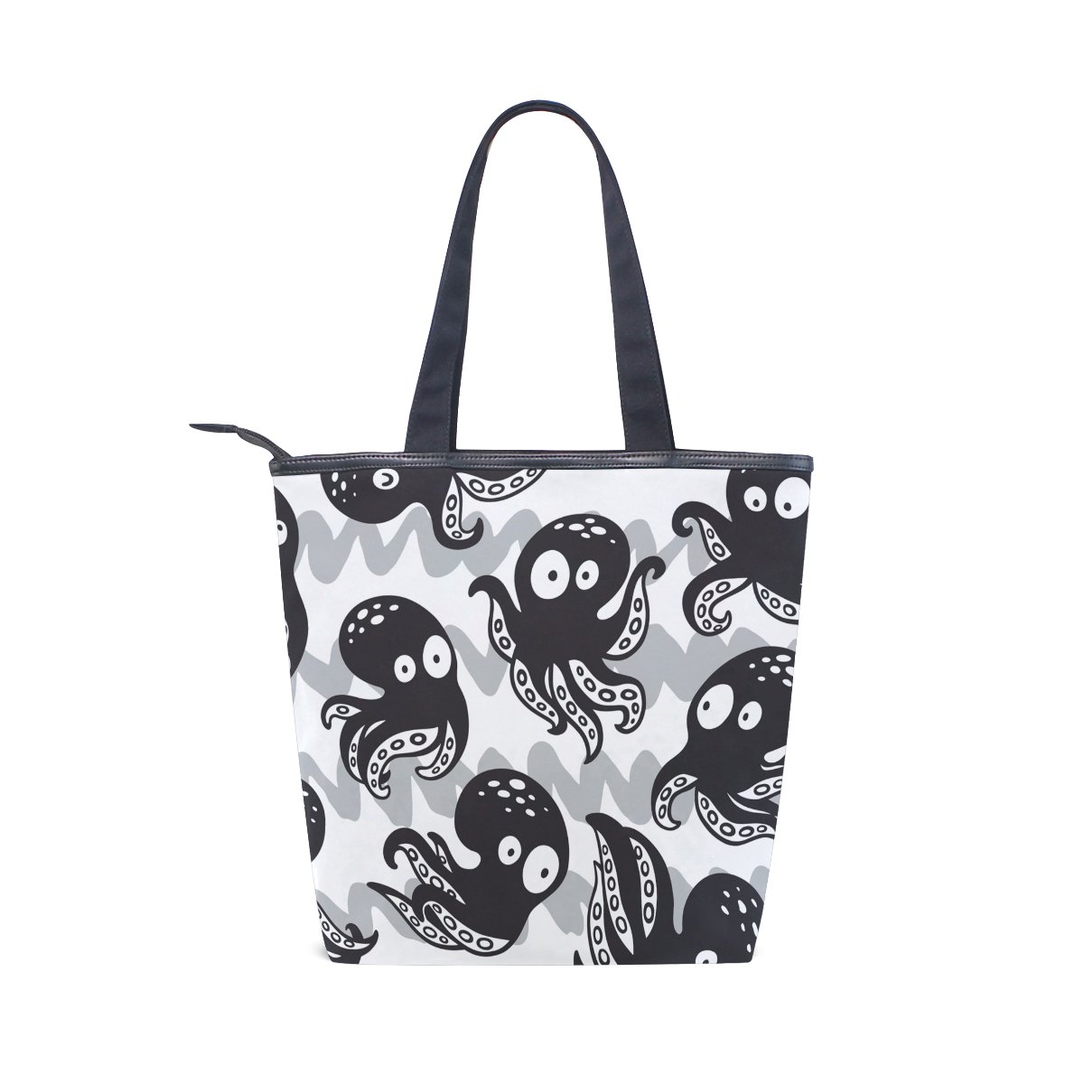 ALAZA Canvas Tote Shoulder Bag - Cute Cartoon Octopus Design Women's Handbag for Work, School & Travel