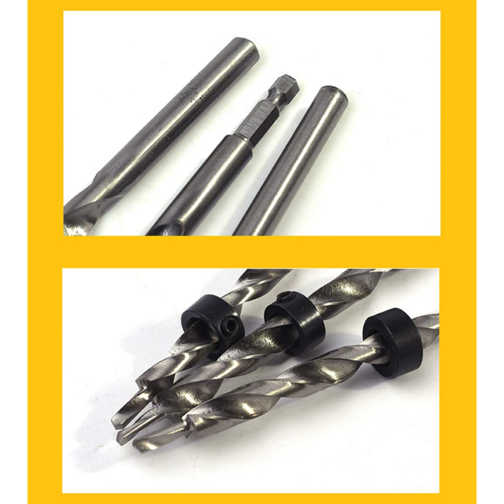 2PCS Countersunk Head Drill Bit Set - Hex Shank Wood Hole Reamer & Countersink Drill Bits for Woodworking, Cabinetry & DIY Projects