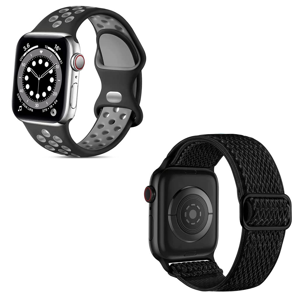 Lerobo Stretchy Nylon Solo Loop Sport Band for Apple Watch 45mm 44mm 42mm - Compatible with Apple Watch SE Series 7 6 5 4 3 2 1 - Soft Adjustable Sport Band for Women & Men - Perfect for Running, Workouts and Everyday Wear