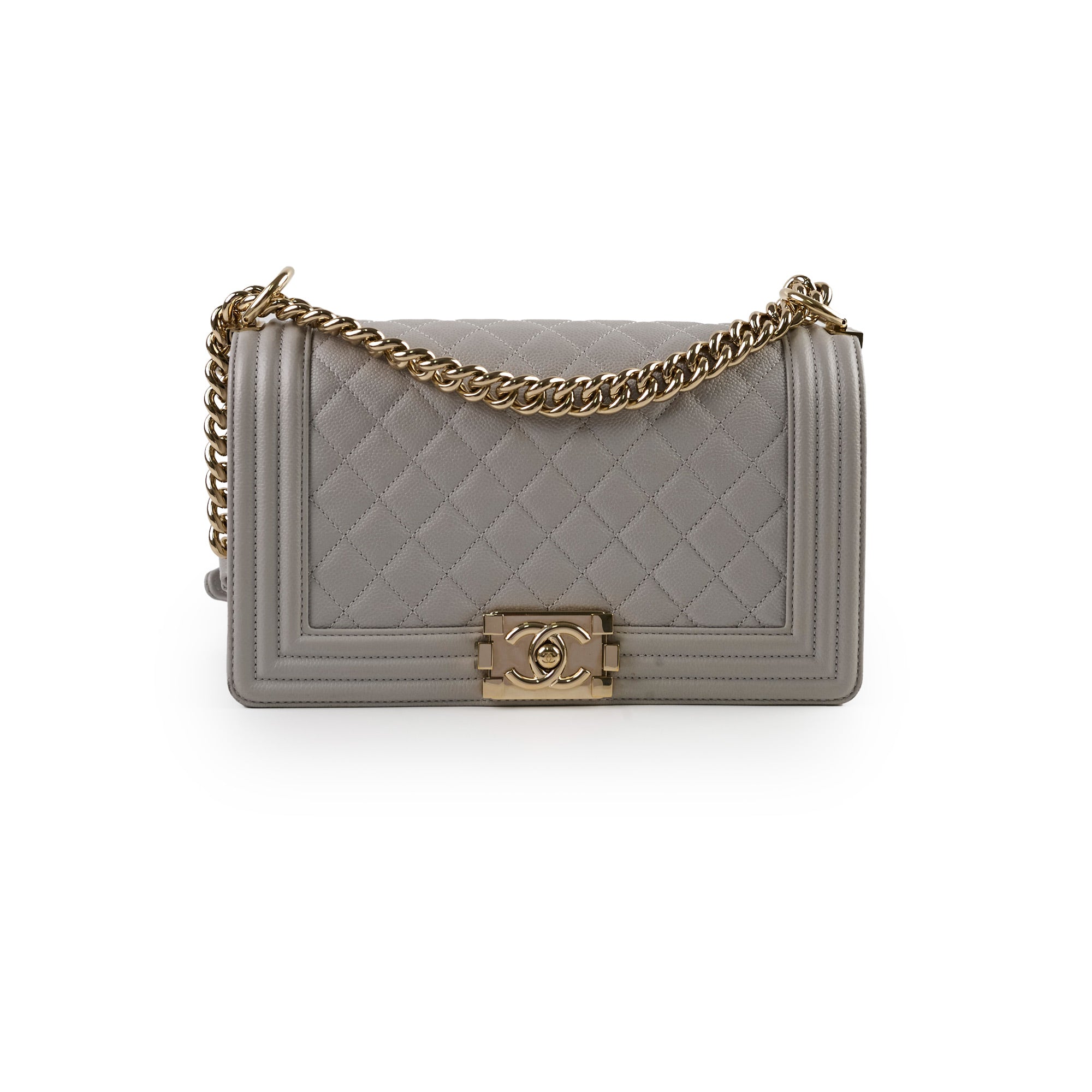 Chanel Caviar Leather Old Medium Flap Bag in Grey with Microchip - Perfect for Luxury Everyday Use & Special Occasions