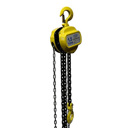 1.5 Ton x 10 Foot Heavy Duty Chain Hoist - Tyler Tool Industrial Lifting Equipment for Warehouses, Construction & Auto Repair Shops