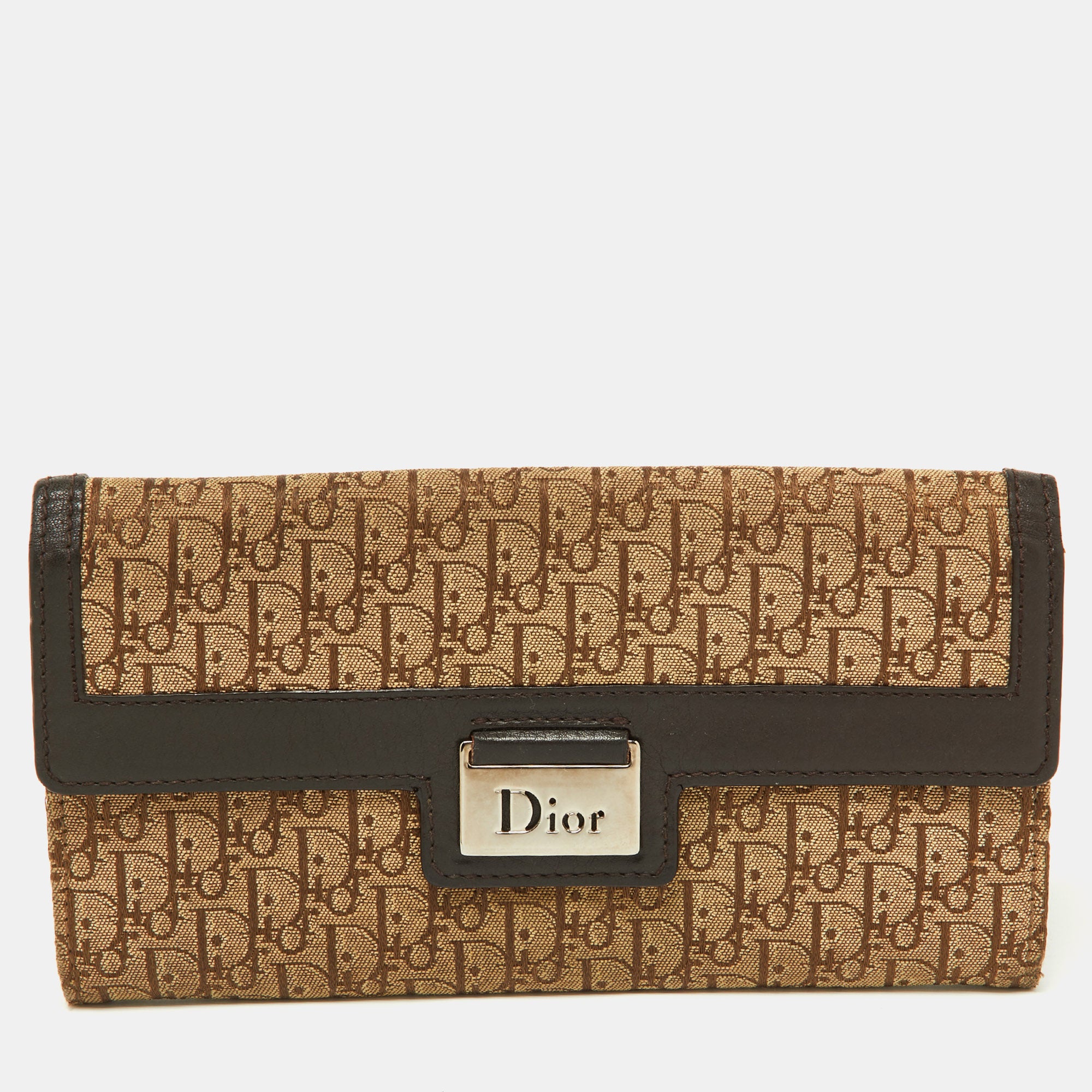 Stylish Beige & Brown Oblique Canvas Leather Continental Wallet for Men - Perfect for Travel, Business & Everyday Use