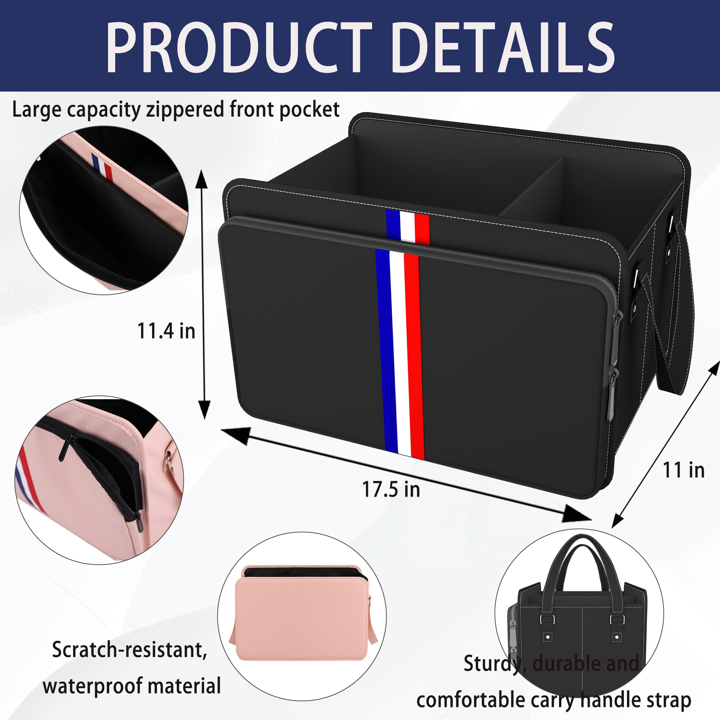 Homeve Waterproof Collapsible Car Trunk Organizer - 3 Compartment Foldable Storage for Car Accessories, Tools & Sundries - Universal Tote Bag for Men & Women (Black, Standard) | Perfect for Road Trips, Grocery Shopping & Vehicle Organization
