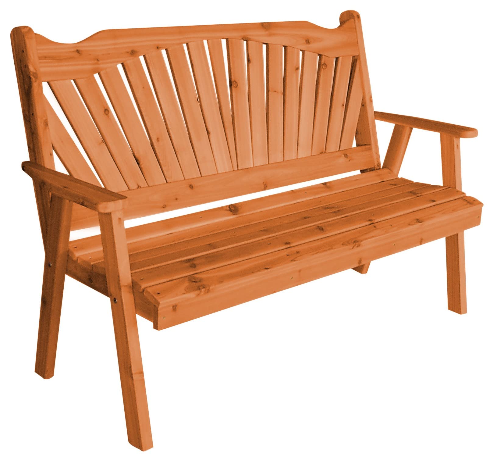 Pine 5' Fanback Garden Bench with Cedar Stain - Outdoor Patio Furniture for Garden, Porch & Backyard - Weather-Resistant Wooden Bench by Furniture Barn USA