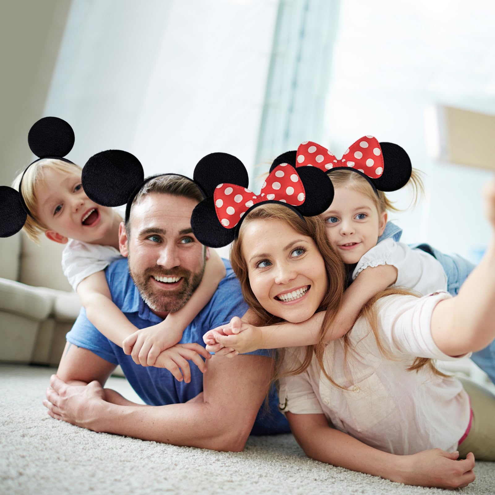 10 Pack Mouse Ears Headbands - Perfect for Mickey Mouse Theme Birthday Party Decorations, Party Favors & Supplies | Great for Disney Costumes, Character Dress Up, Themed Events and Photo Props