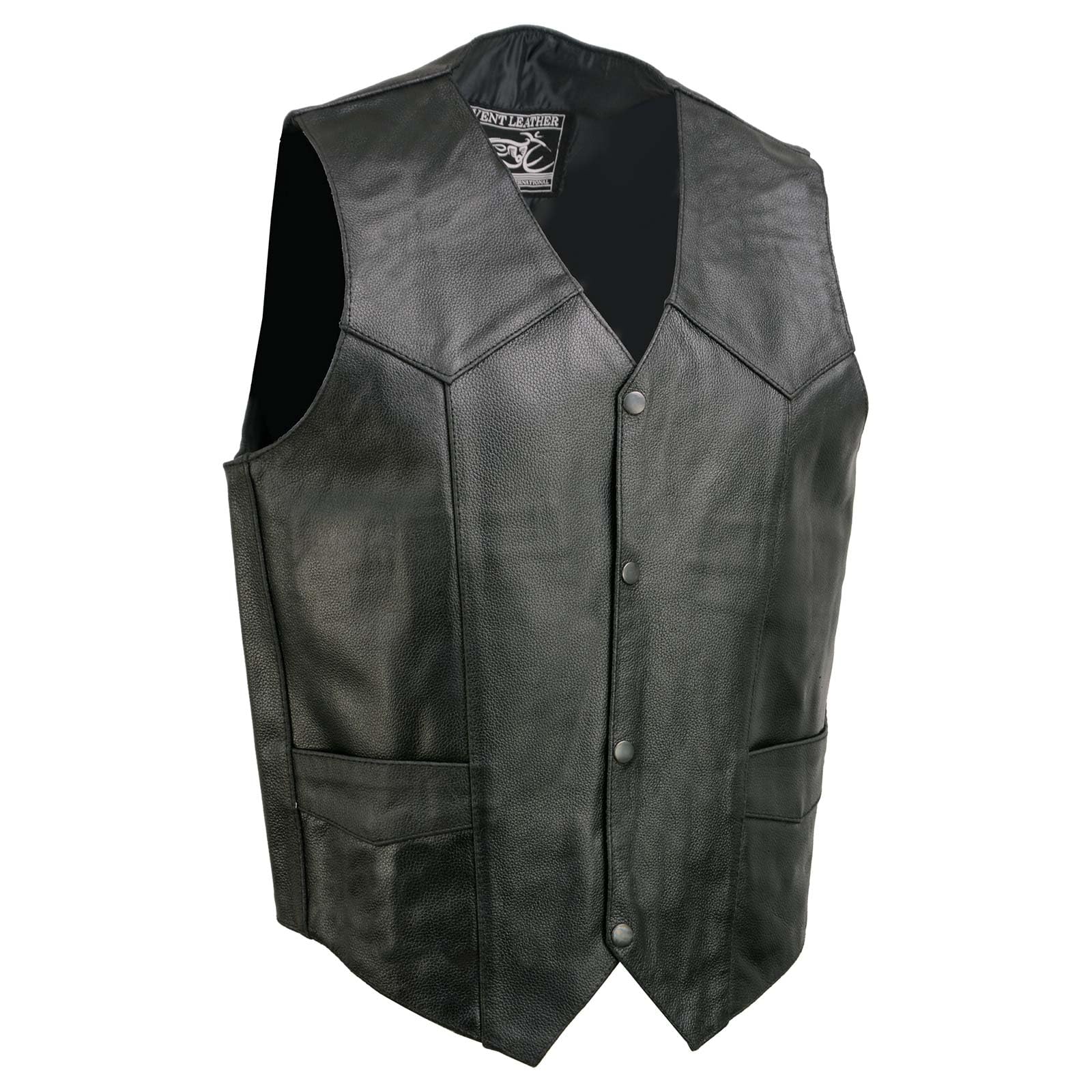 Men's Black Leather Motorcycle Vest EVENT EL5310 - Riding Club & Biker Gear