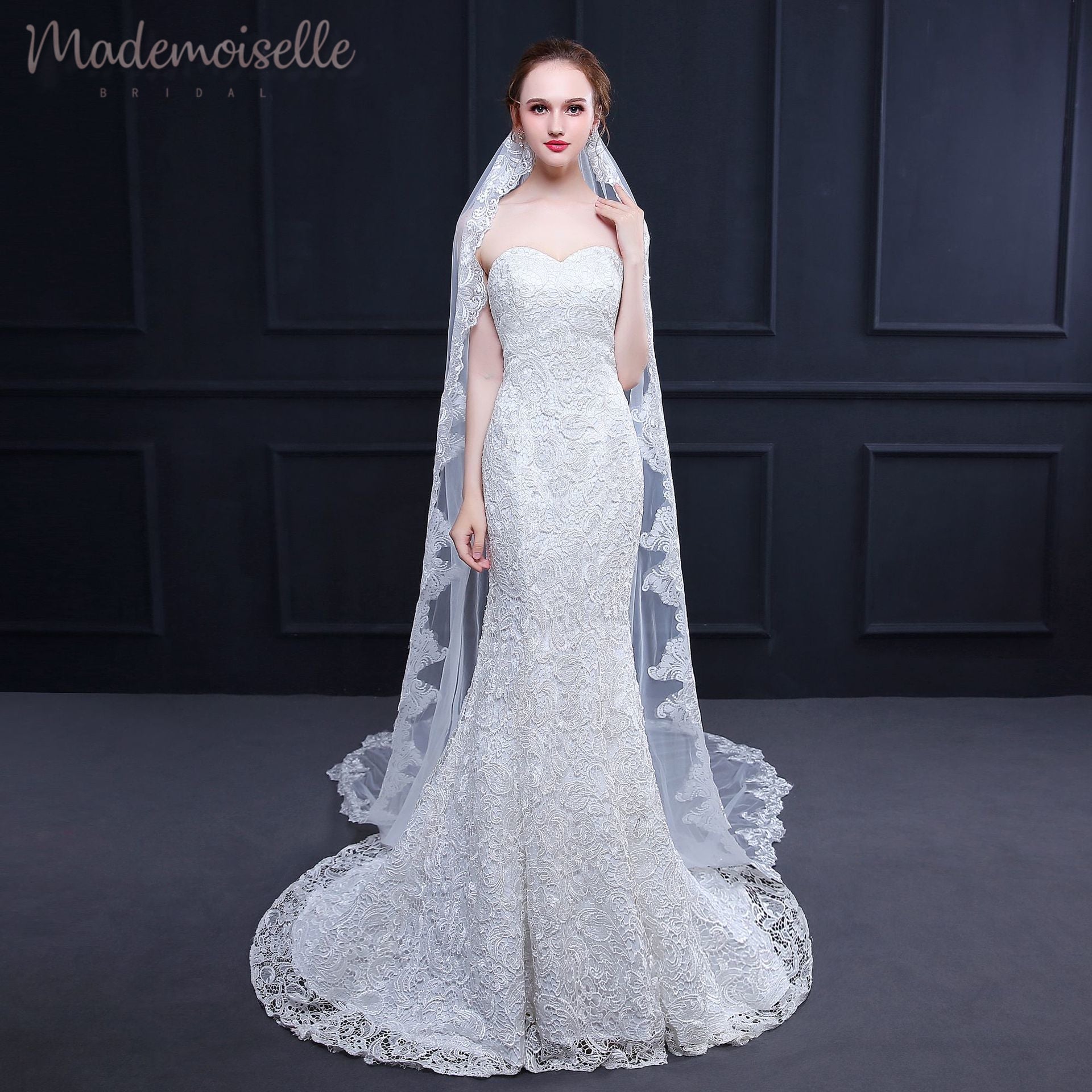 Deweyna Veil - Elegant Bridal Wedding Veil with Beaded Edge | Perfect for Brides, Prom, and Formal Events