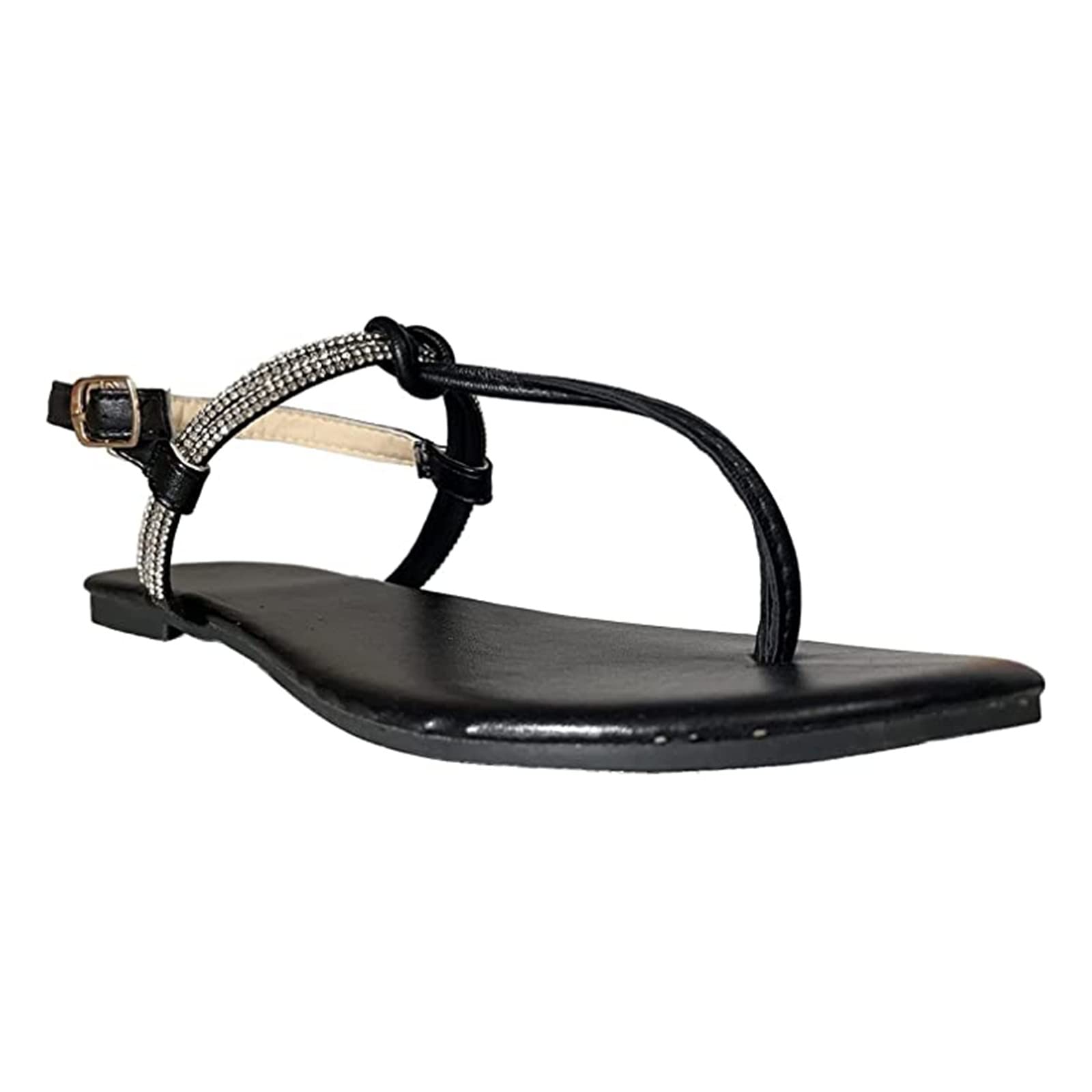 Women's Summer Sandals - Casual Boho Crystal T-Strap Flip Flops with Clip Toe | Comfortable Beach Flat Shoes for Women | Perfect for Vacation, Poolside & Summer Outings