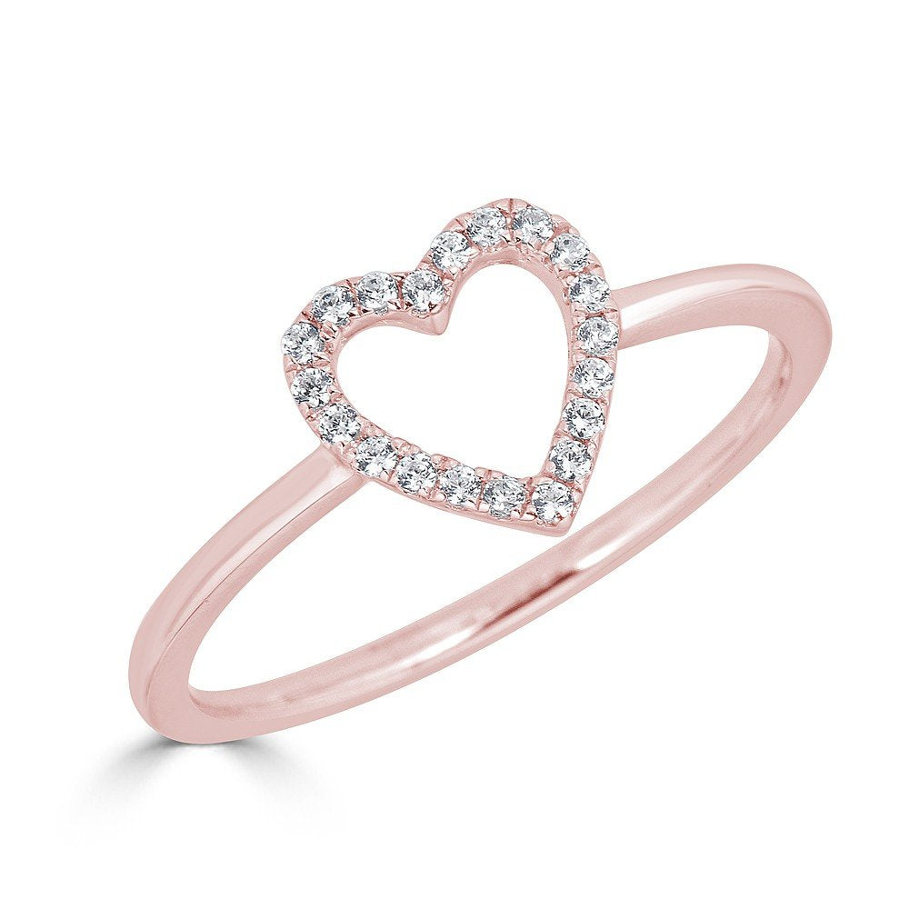 14KT Gold 1/10 CTW Diamond Open Heart Ring for Women - Elegant Valentine's Day Gift, Anniversary Jewelry & Everyday Luxury Accessory