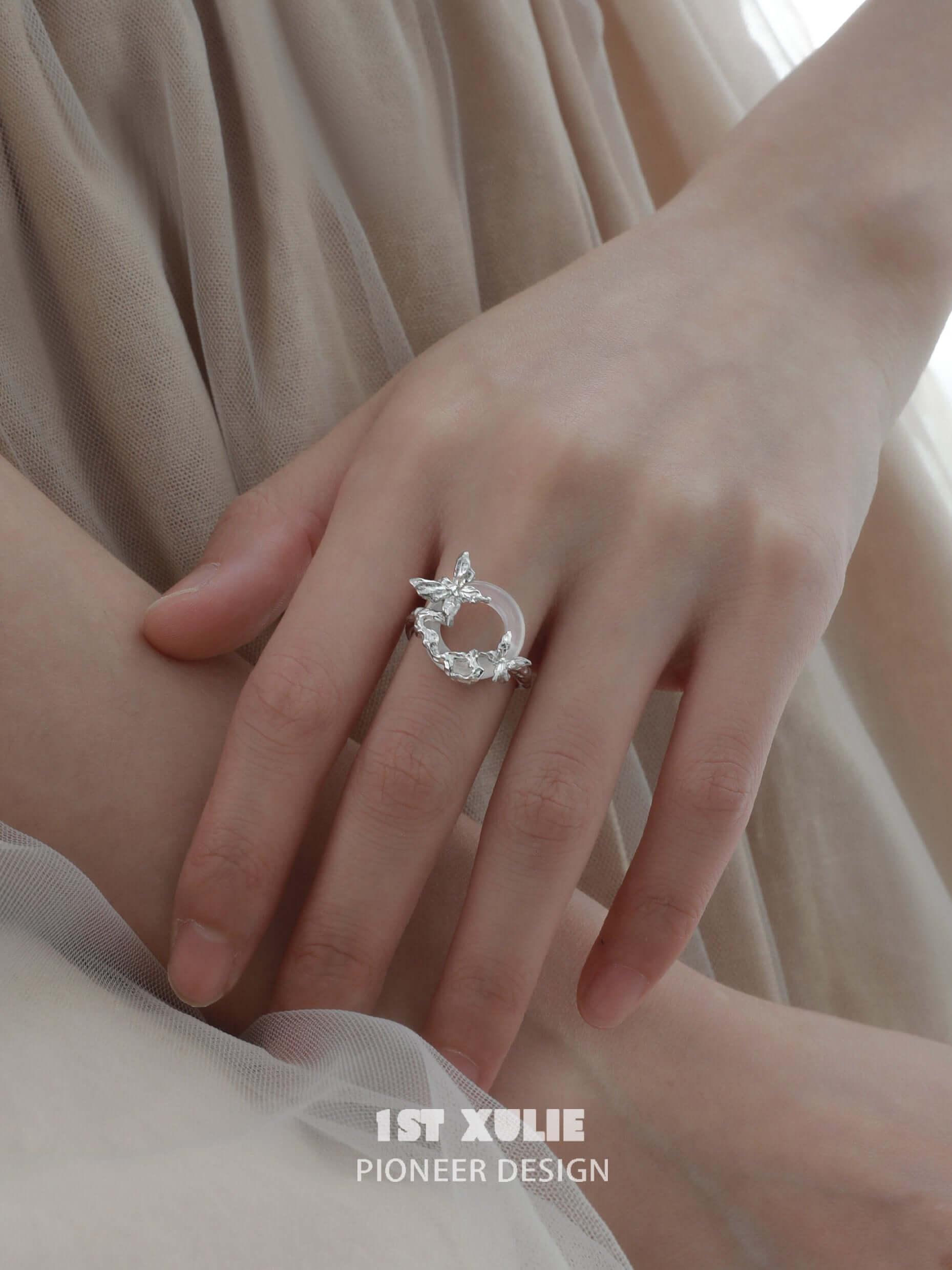 Whiterfly S925 Sterling Silver White Onyx Ring for Women - Elegant Handmade Jewelry Gift for Birthday, Anniversary & Special Occasions