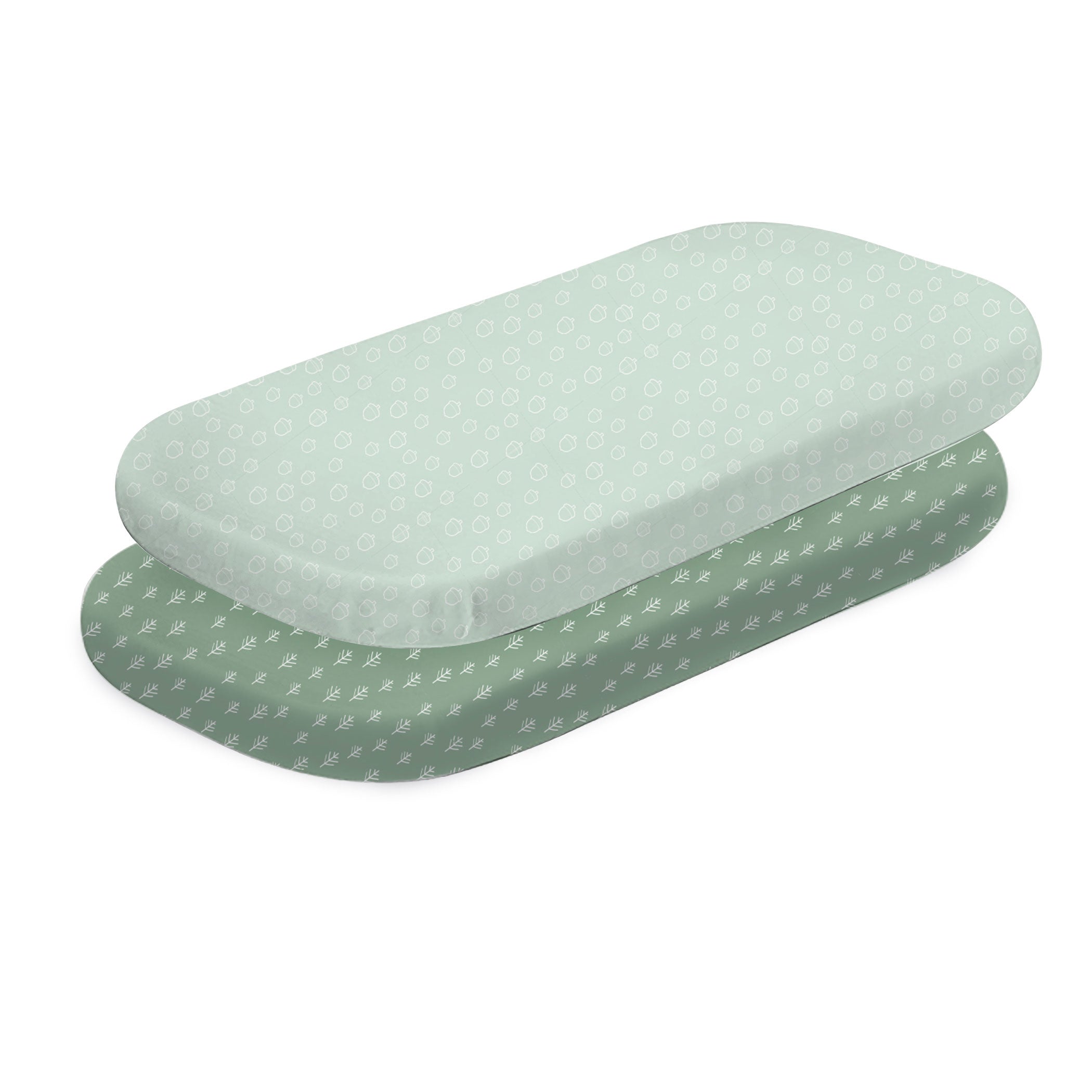Nordic 2-Pack Jersey Cotton Co-Sleeper & Bedside Sleeper Fitted Sheets - Soft Breathable Crib Sheets for Baby Bassinet (Avocado Green & Forest Green) - Perfect for Nursery, Bedside Sleeping & Travel
