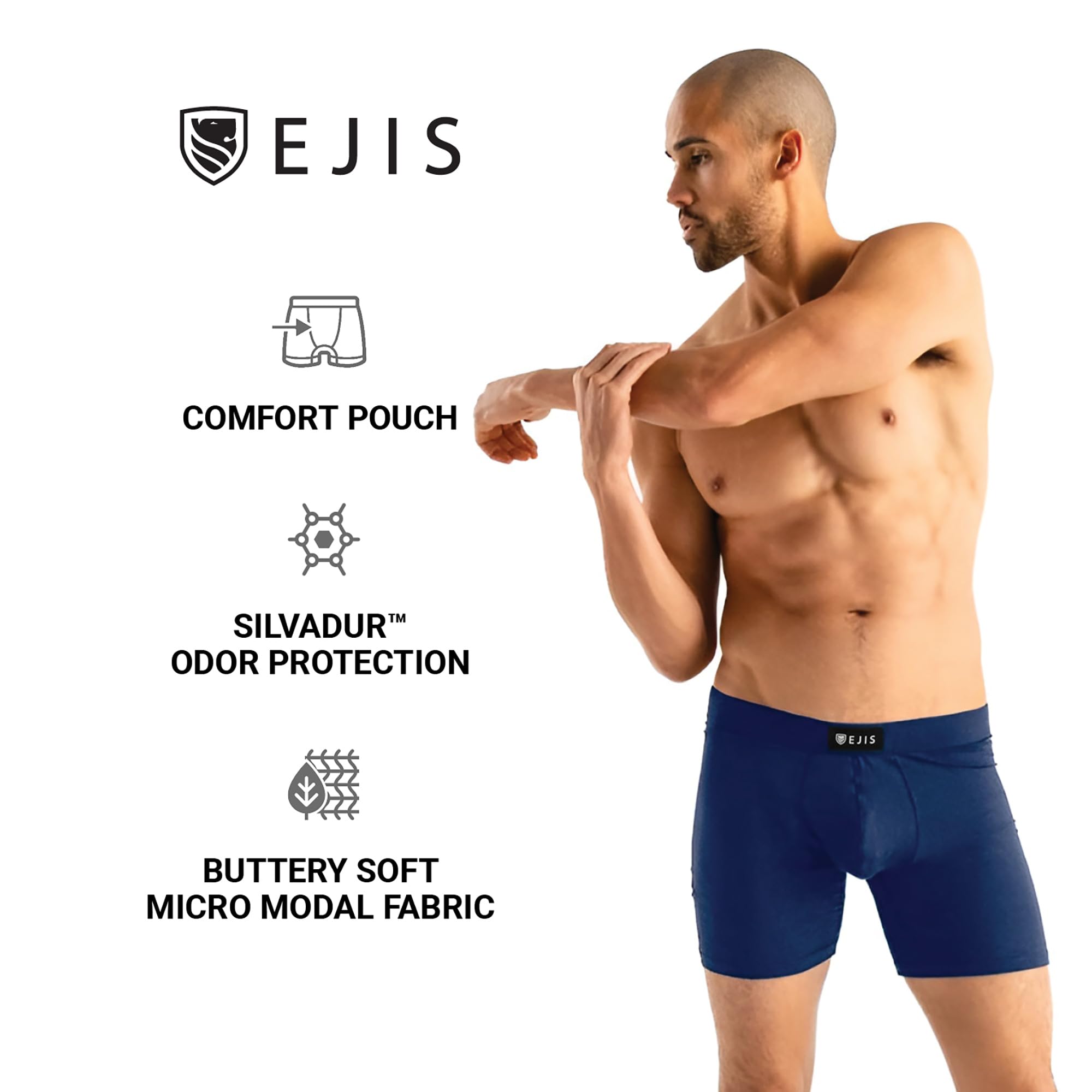 Ejis Pouch Men's Boxer Briefs - Moisture Wicking Underwear, Ultra Soft & Breathable Fabric for All-Day Comfort - Perfect for Workouts, Travel and Everyday Wear