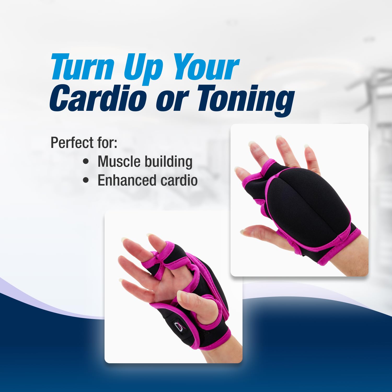 Denise Austin Weighted Gloves for Women & Men - 1-3lb Adjustable Gym Gloves for Weightlifting, Strength Training & Cardio - Breathable Workout Gloves for Enhanced Performance - Perfect for Home Gym, CrossFit & Fitness Classes