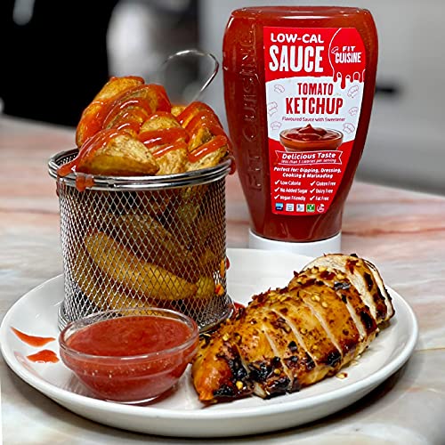 Applied Nutrition Fit Cuisine Low Calorie Tomato Ketchup Sauce - 425ml (15oz) | Sugar-Free & Healthy Condiment for Weight Loss Diet, Meal Prep & Fitness Lovers