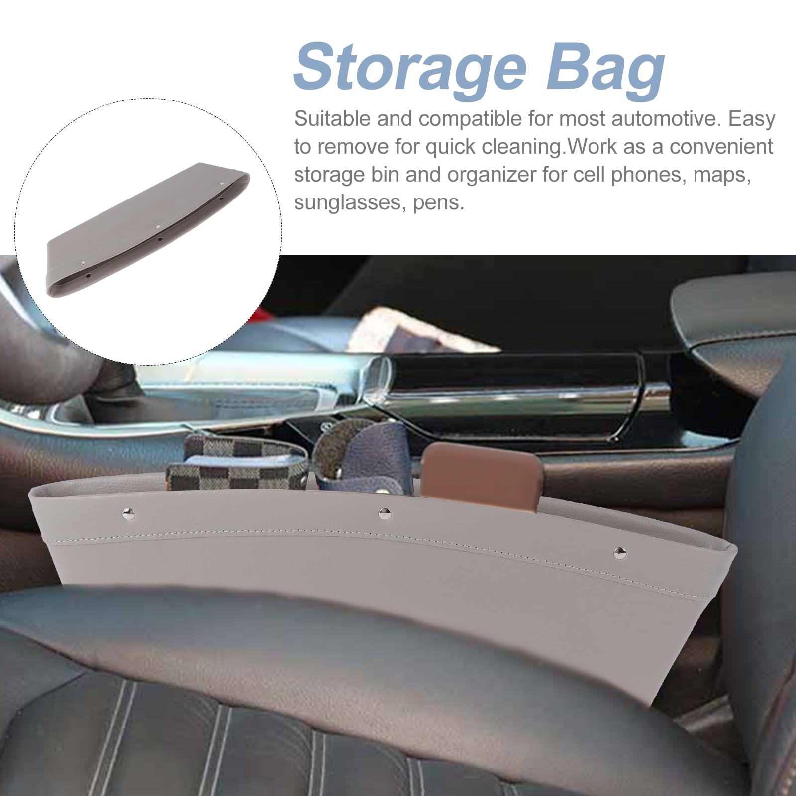 Car Seat Gap Organizer - Car Side Storage Pocket for Phone, Keys & Accessories | Drop Catcher & Space Saver | Perfect for Sedans, SUVs & Trucks (Grey)