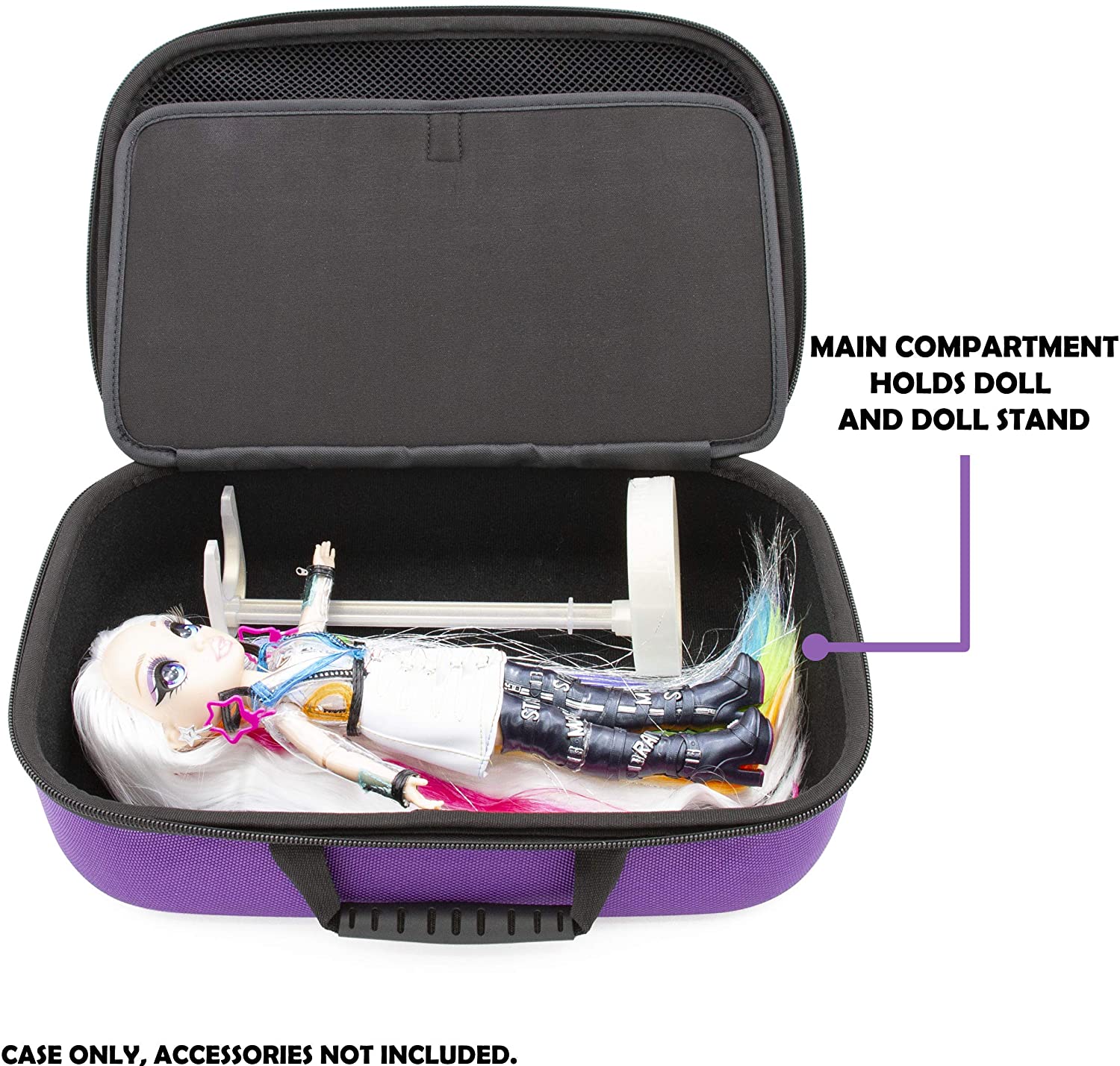 CASEMATIX Rainbow High Doll Travel Case - Protective Carrier with Handle for Rainbow Surprise Hair Studio Dolls | Perfect for Travel, Storage & Playtime Accessories