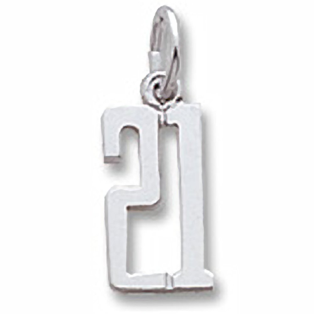 Number 21 Charm - Sterling Silver Jewelry Charm for Bracelets & Necklaces - Perfect for Birthdays, Anniversaries and Special Occasions