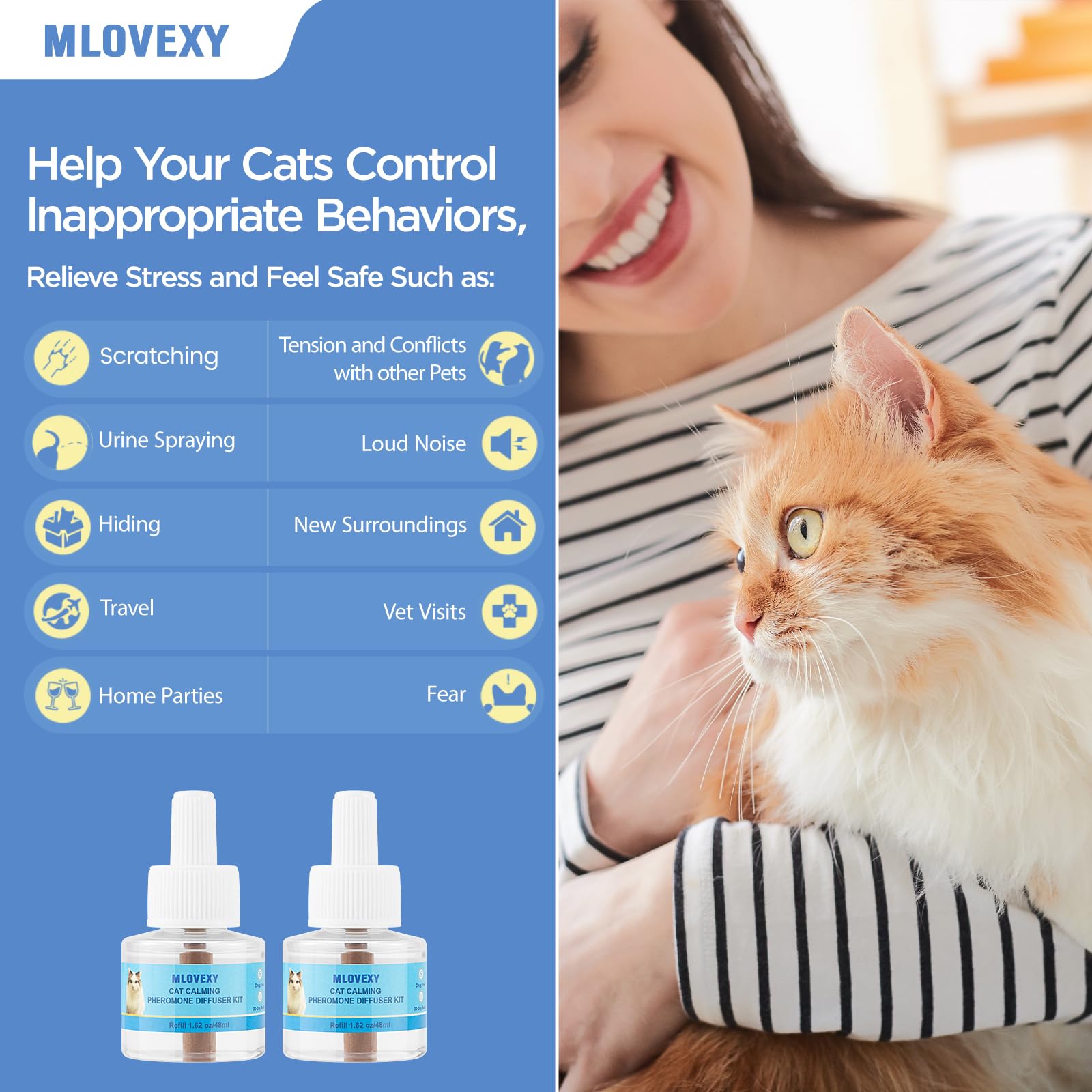Therapet MD Cat Diffuser for Anxiety Relief - Calming Pheromones to Reduce Scratching & Spraying in Multi-Cat Homes (2 Refills, 60 Days) - Perfect for Stressful Situations Like Vet Visits, Moving, or New Pets