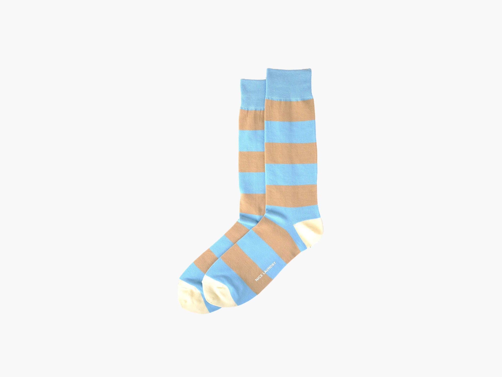 Rugby Stripe Light Blue/Tan/Cream Men's Casual Shirt - Perfect for Sports, Outdoor Activities & Everyday Wear
